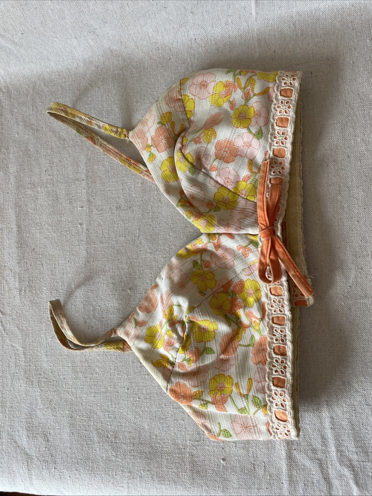 Vintage Swimsuit Bikini Pink Yellow Orange Sears Roebuck Size 9