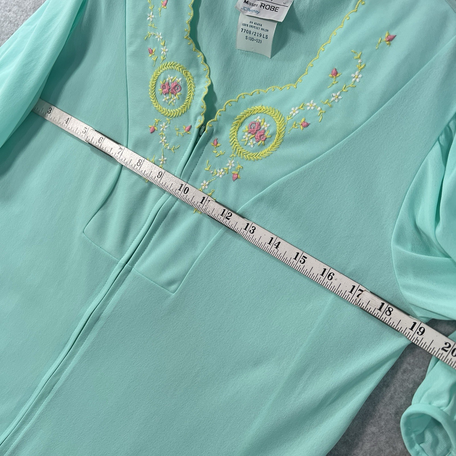 Vintage JC Penney Misses Robe Nightgown Small 10-12 anti cling mint green