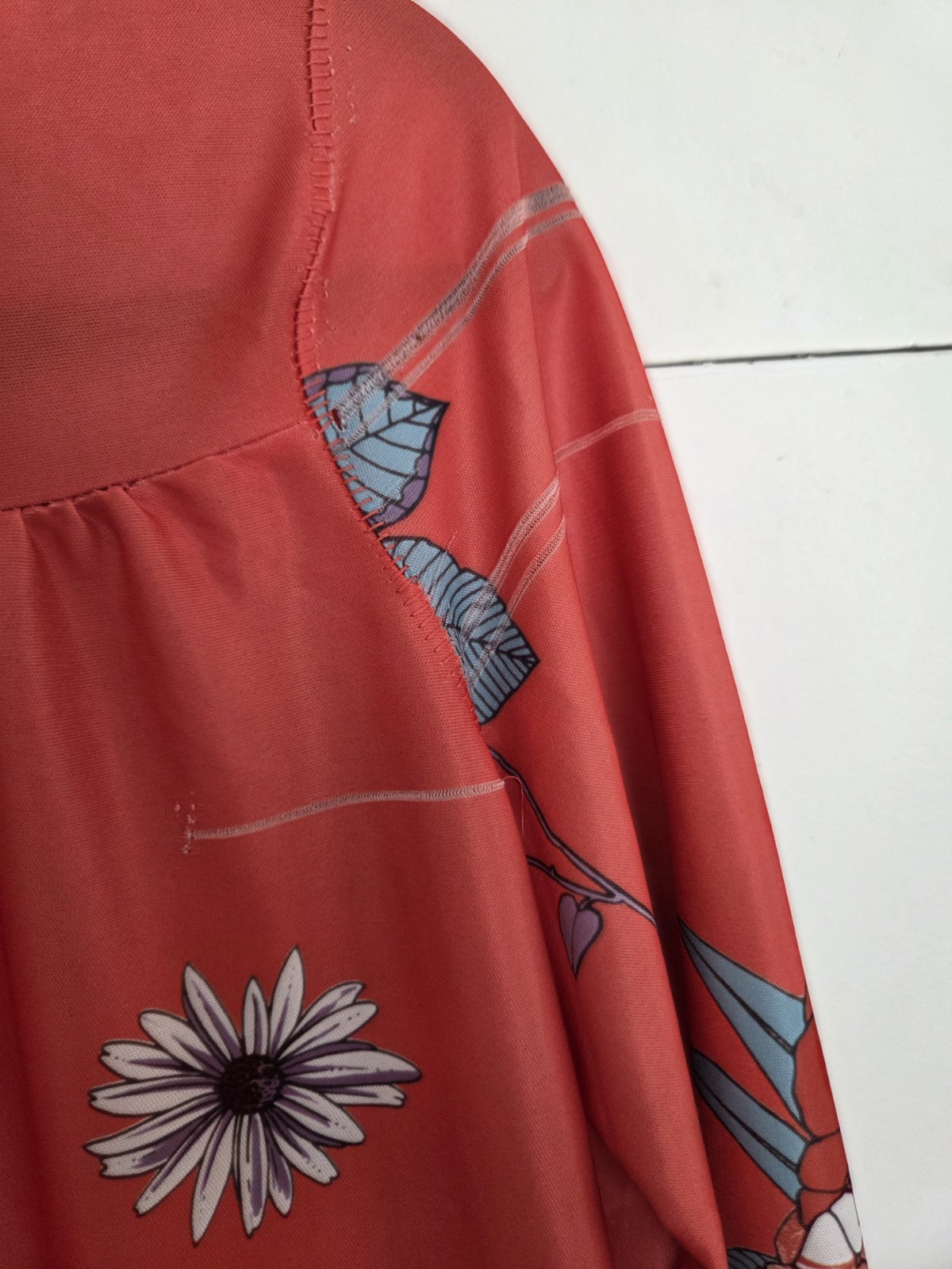 Vintage Plaza 9 Large Orange Floral House Dress Nightgown 1960s Retro Hawaiian