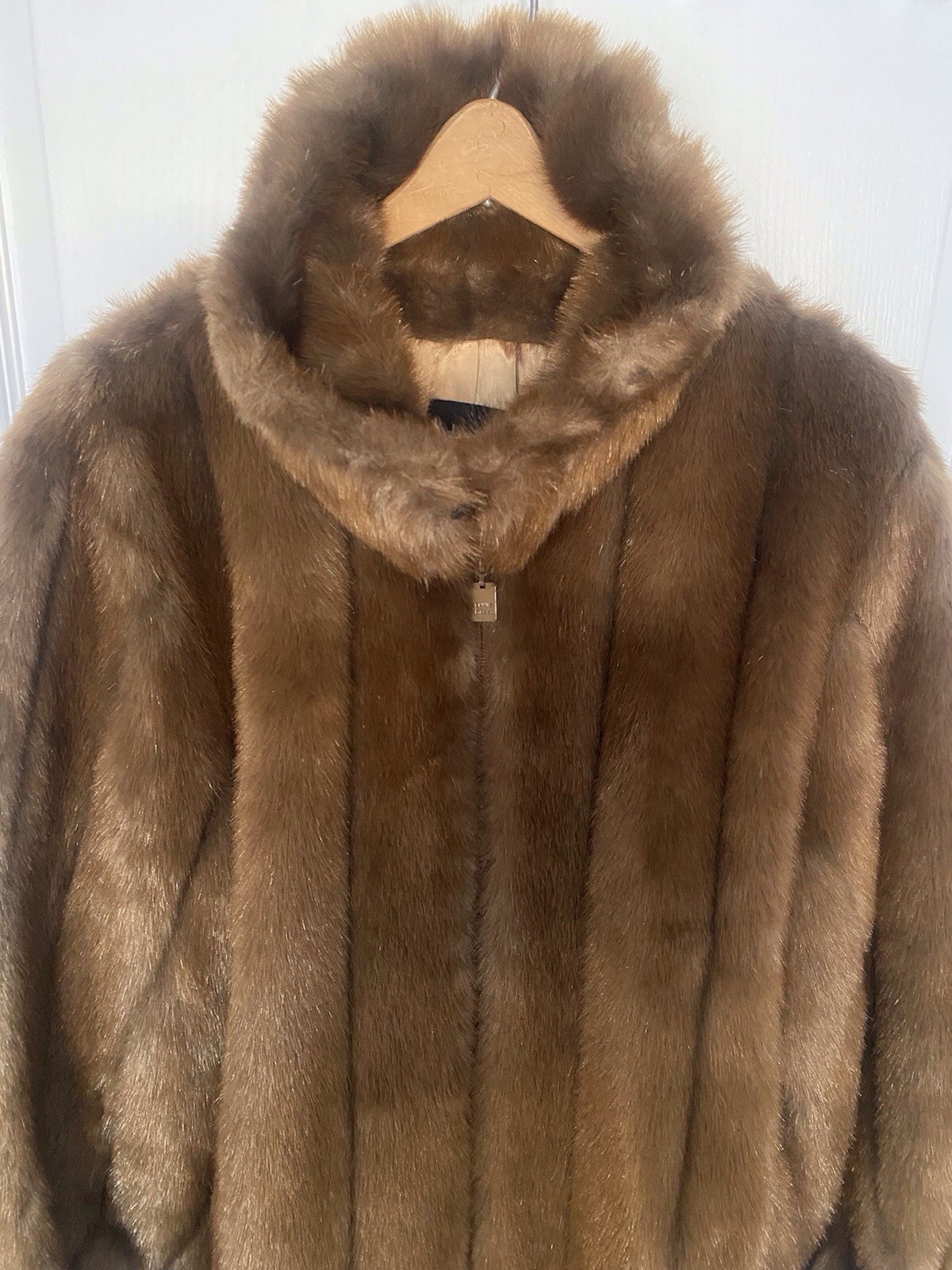 Dennis Basso Pelted Faux Mink Jacket Coat Zip Front – Large
