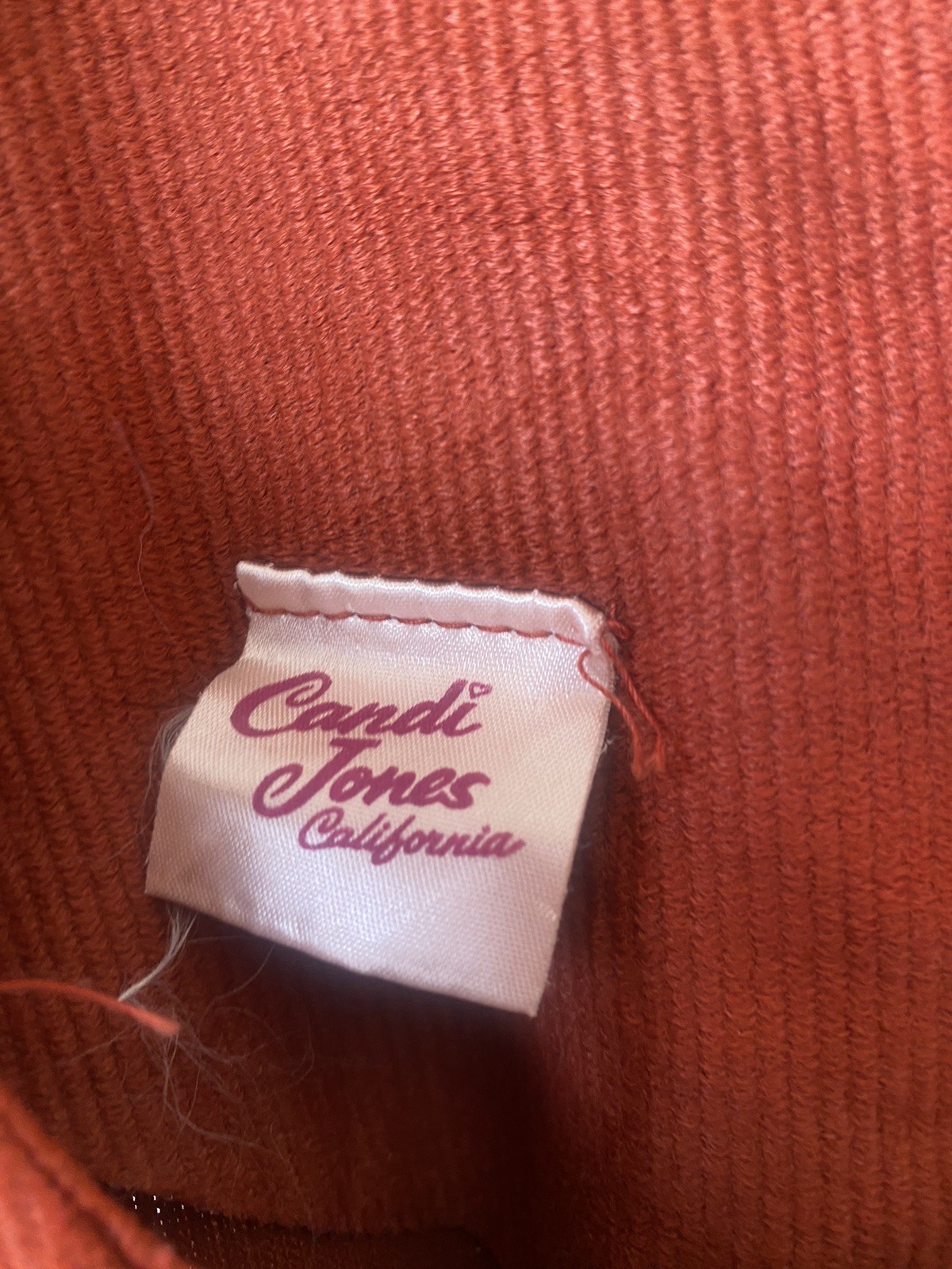 Candi Jones California Vintage 1970s Puff Sleeve Rust Colored Dress