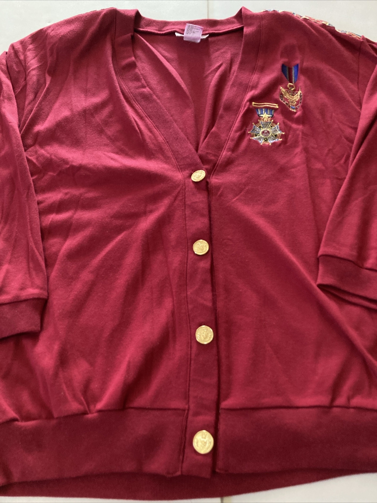 VTG Rafael Woman’s Sz M Red Button Up Cardigan 3/4 Sleeve