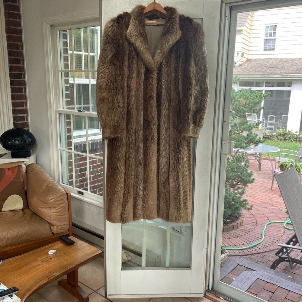 Davellin New York Vintage 1980s Raccoon Fur Brown Tan Jacket Medium Large
