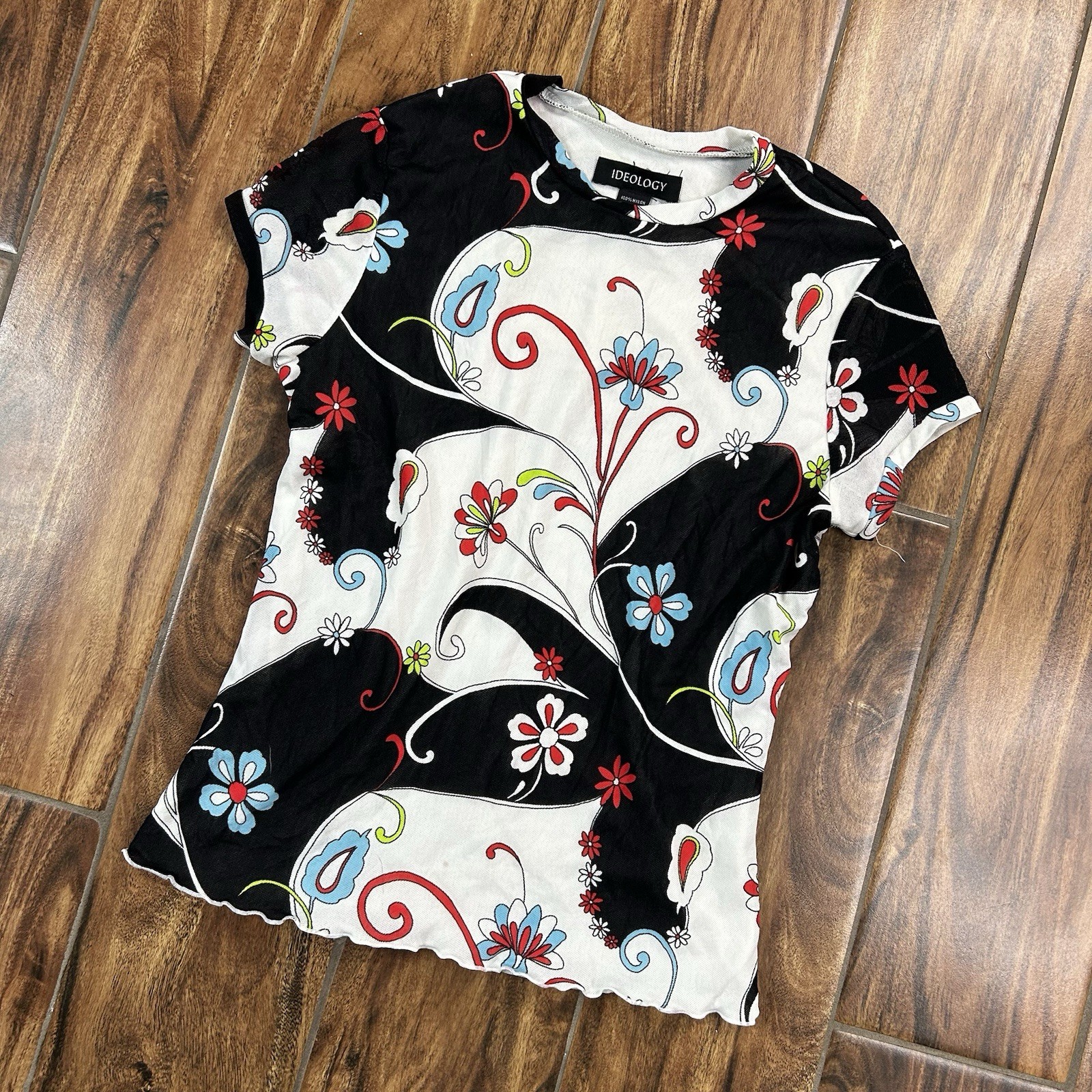 Vintage Y2K Whimsigoth Psychedelic Floral Top Fairy Grunge Ideology Sz S