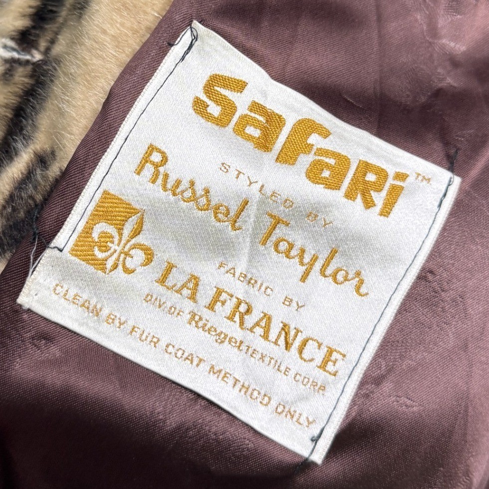 Safari Russel Taylor Faux Fur Coat Womens M Leopard Print Excellent Vintage 60s
