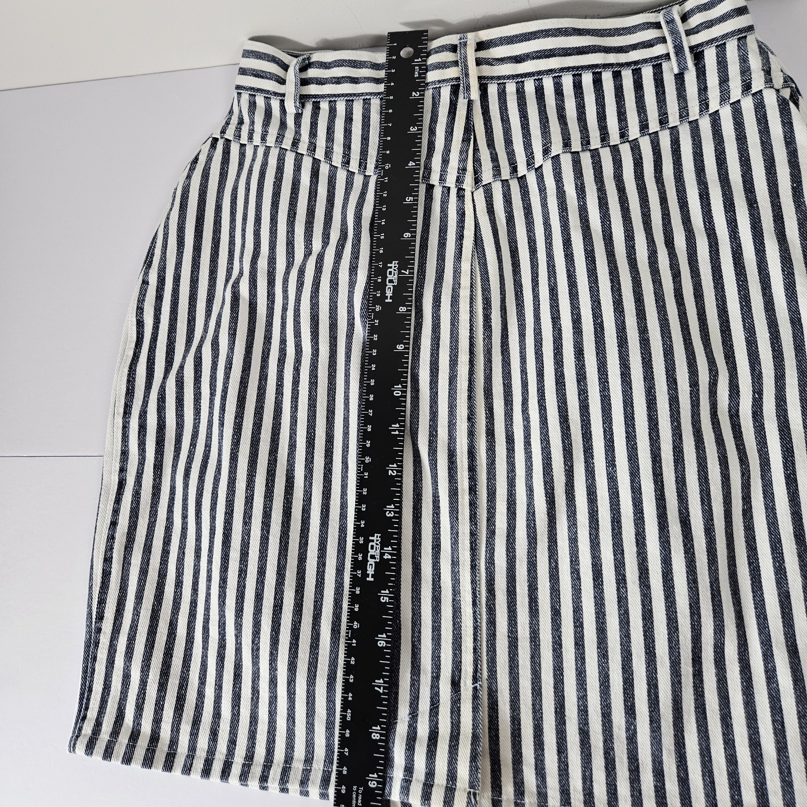 70s 80s Vintage HELIUM Striped PENCIL DENIM SKIRT USA SIZE 11 TALON 42 ZIPPER