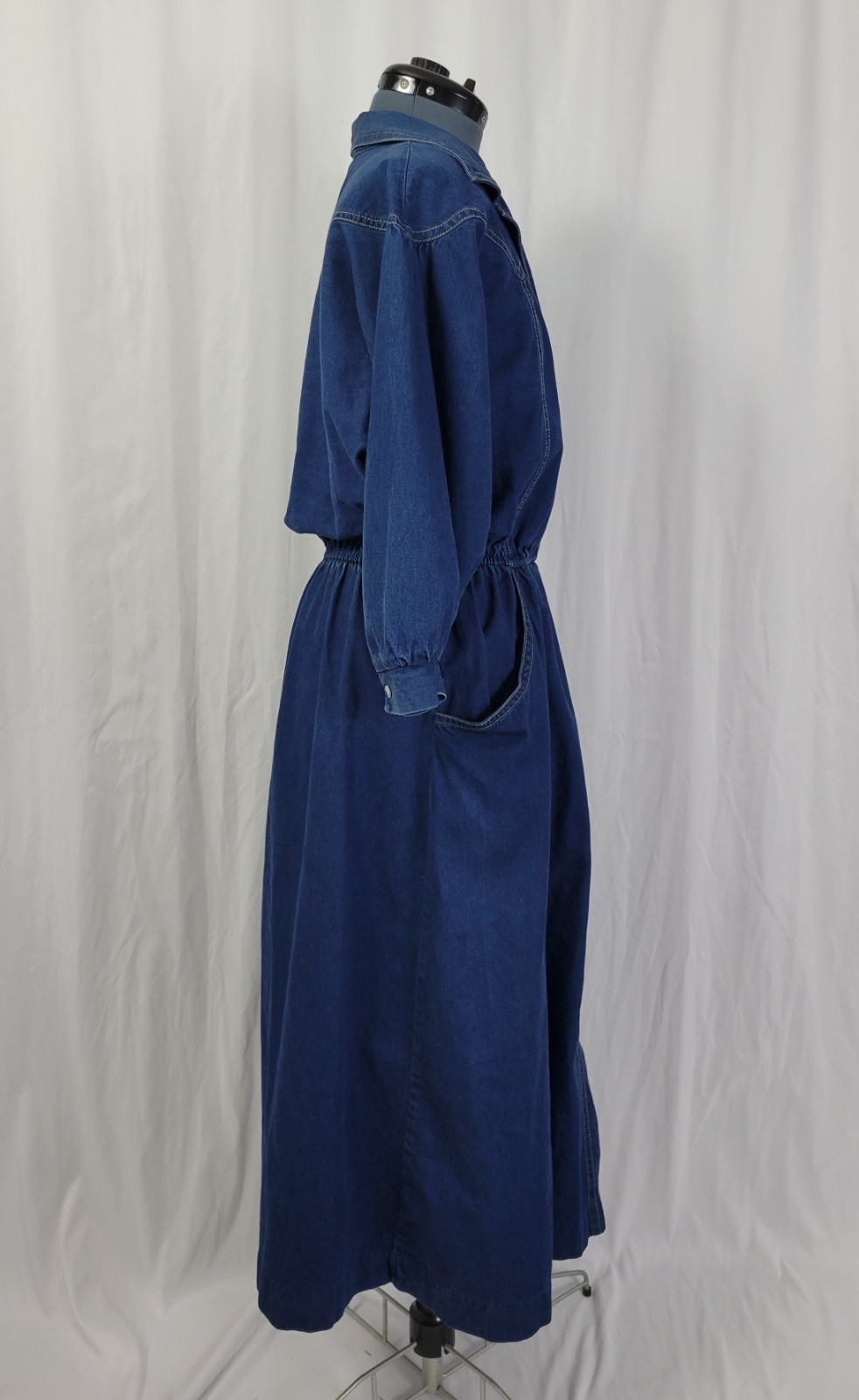 Vintage Kay Brandon for H & A Denim Shirt Dress w Elastic Waist Size M/L?