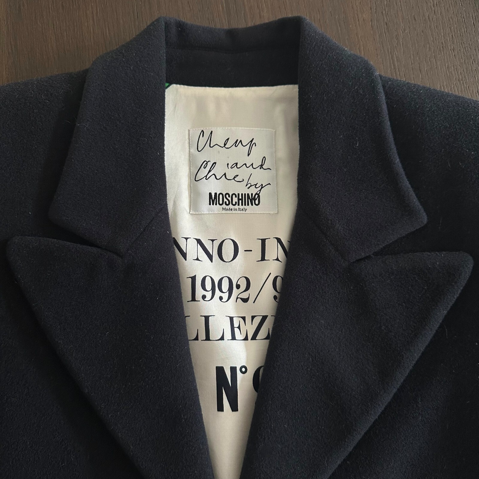 MOSCHINO CHEAP and CHIC blue navy wool & mohair jacket size 42 from F/W 1992/93