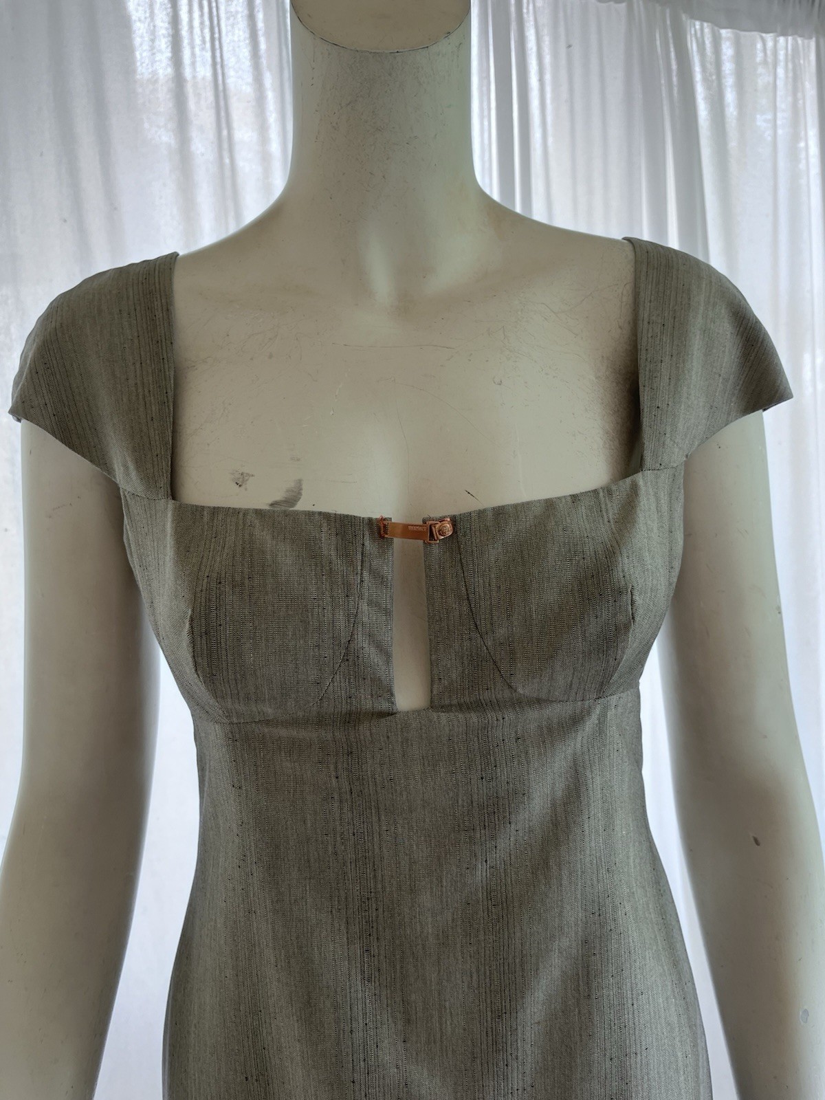 Gianni Versace Vintage 1990s Cocktail Dress Metal Logo Clasp Circa 94-96