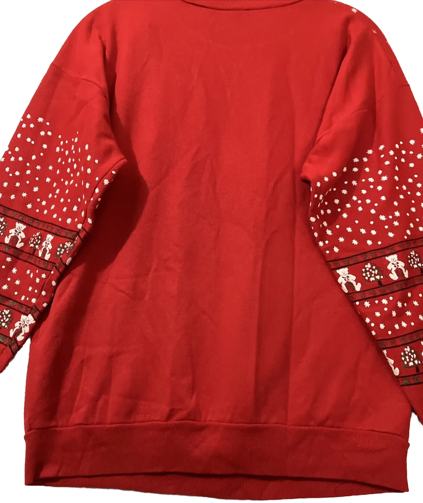 Vintage Sky Lite 80s Red Teddy Bear Christmas Crewneck Sweater Glitter Size M