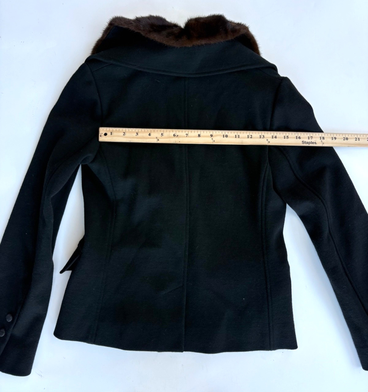Lanvin Alber Elbaz Hiver 2006 Wool Jacket Detachable Fur Collar FR38 Vintage