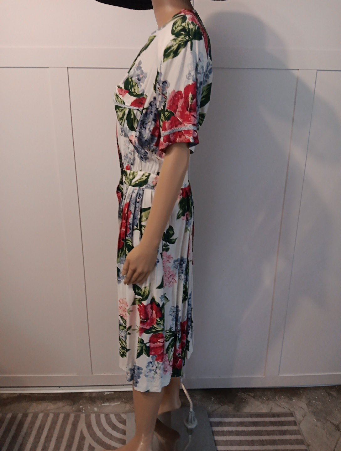 Vintage Carol Anderson Blue Floral Button-Down Rayon Dress Cottagecore Sz 10P