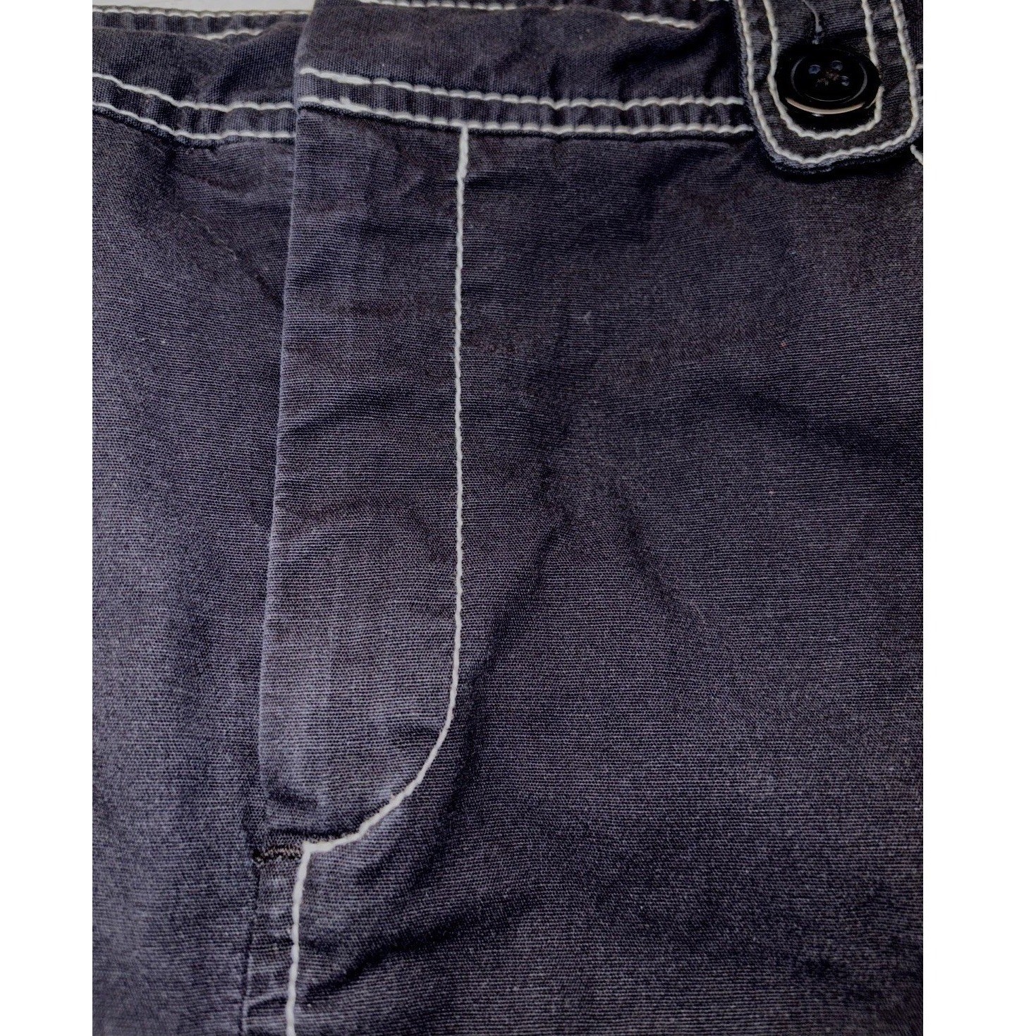 Vintage Dockers Denim Mini Skirt Size 8 Black Contrast Stitching Pockets Y2K