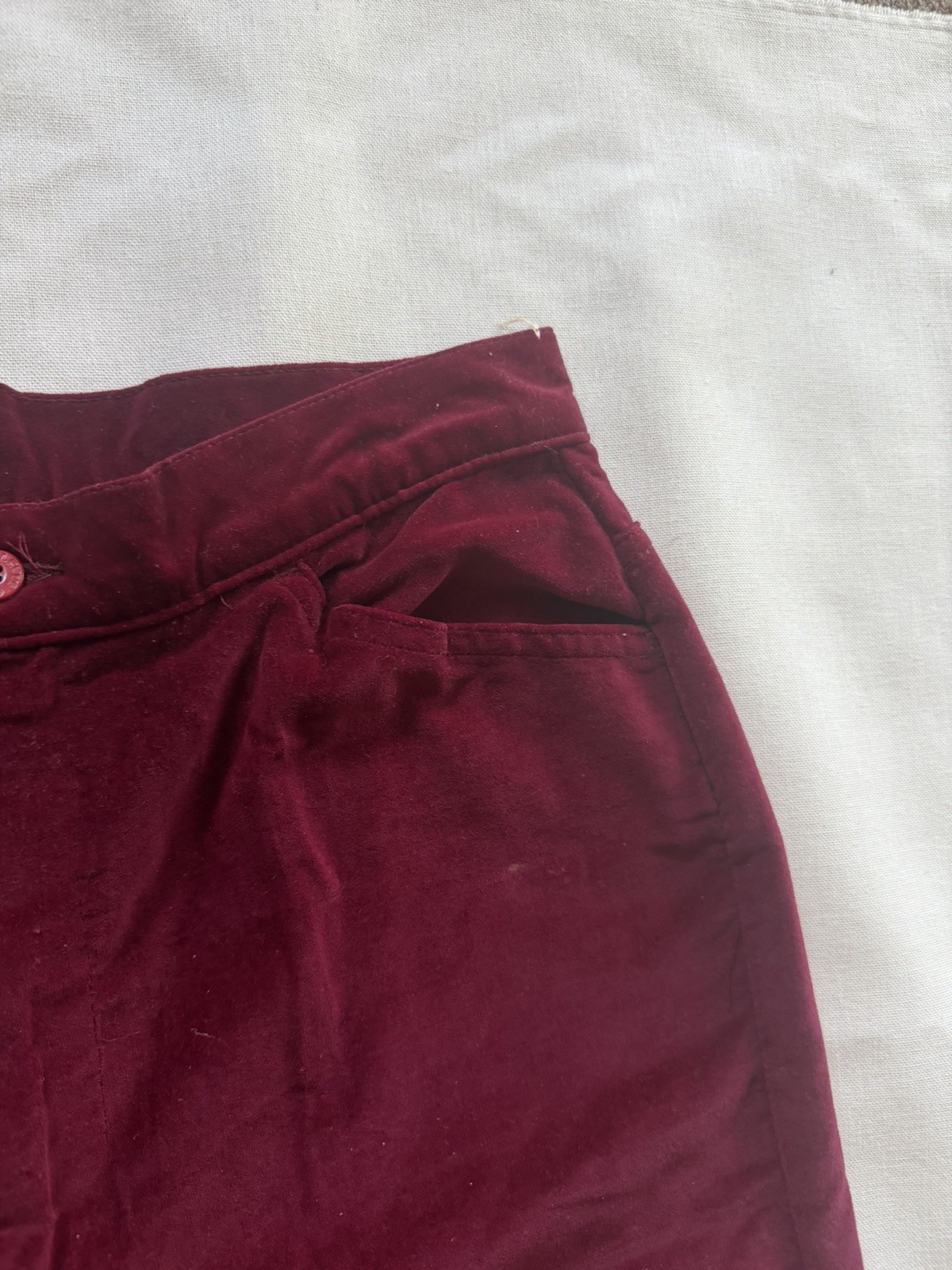 1970s VTG Levi’s For Me Burgundy Velvet Pants USA Tag Size 14 TLC Rare NOS