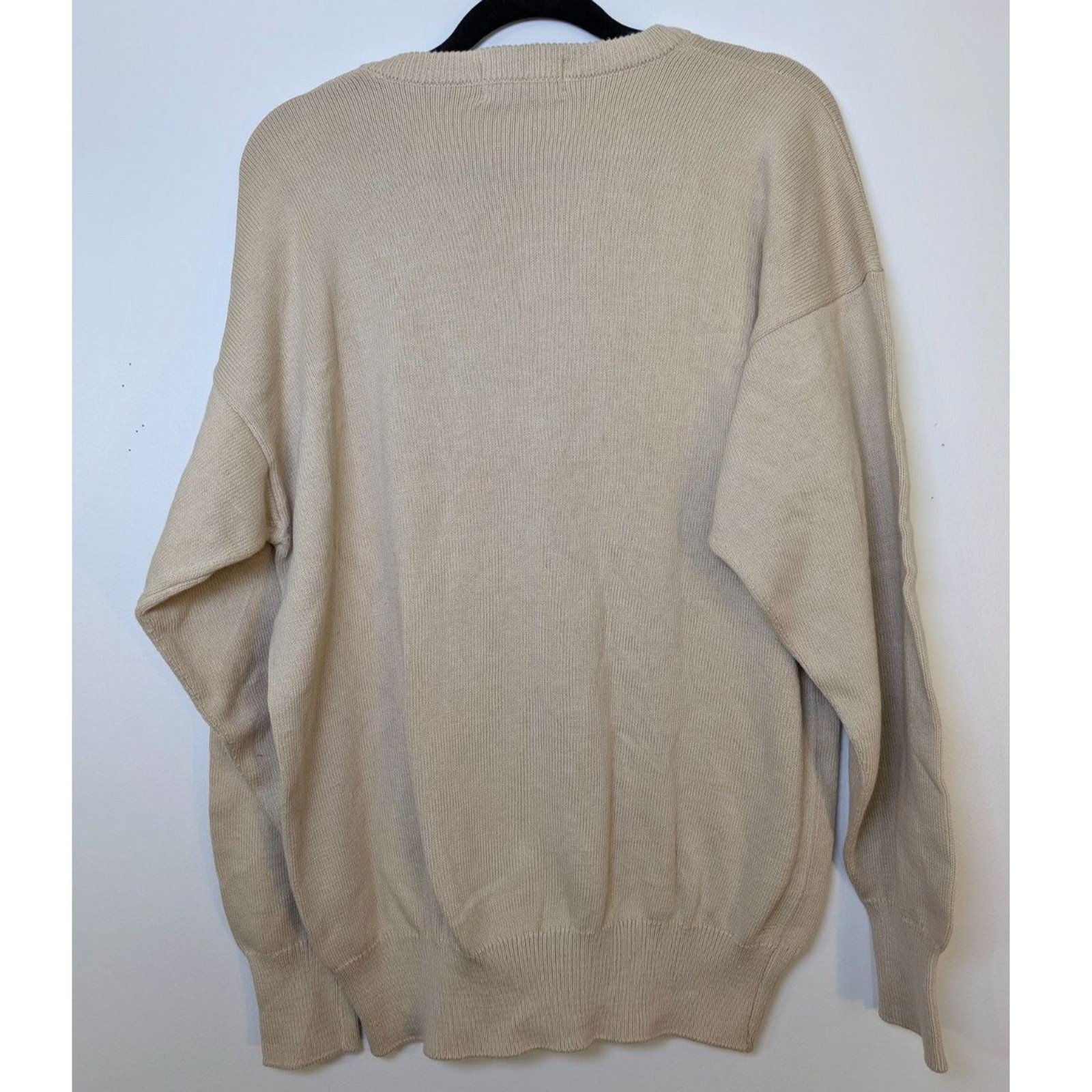 Vintage Trimingham’s Bermuda Sweater Large – 100% Combed Cotton Beige V-Neck