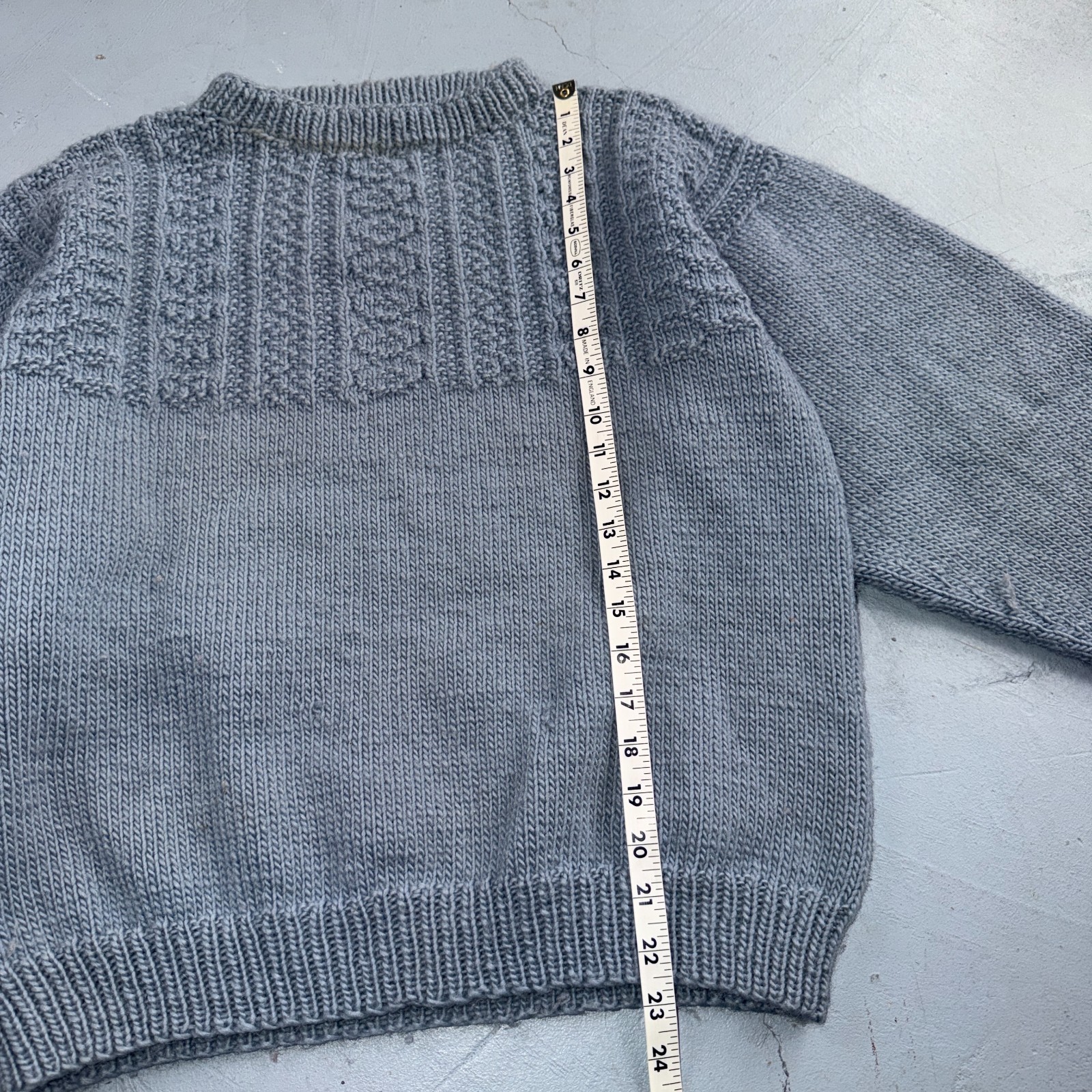 VTG Blue Knitted Isle Sweater Pullover Handmade Knit 60s 70s Grandma core Chic