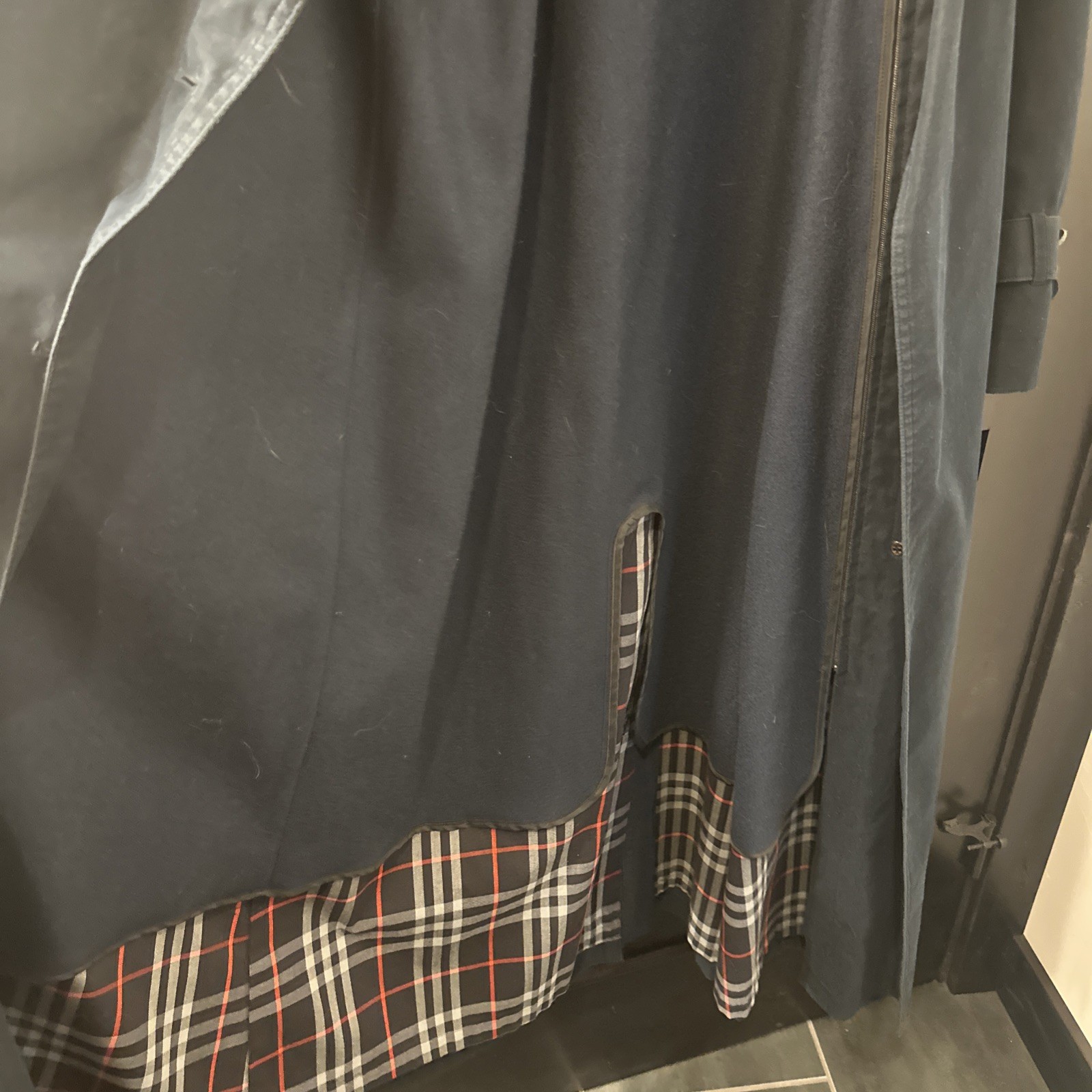 Burberrys’ of London Pre Y2K Vintage Nova Check Trench Coat Size 10 Navy Lined