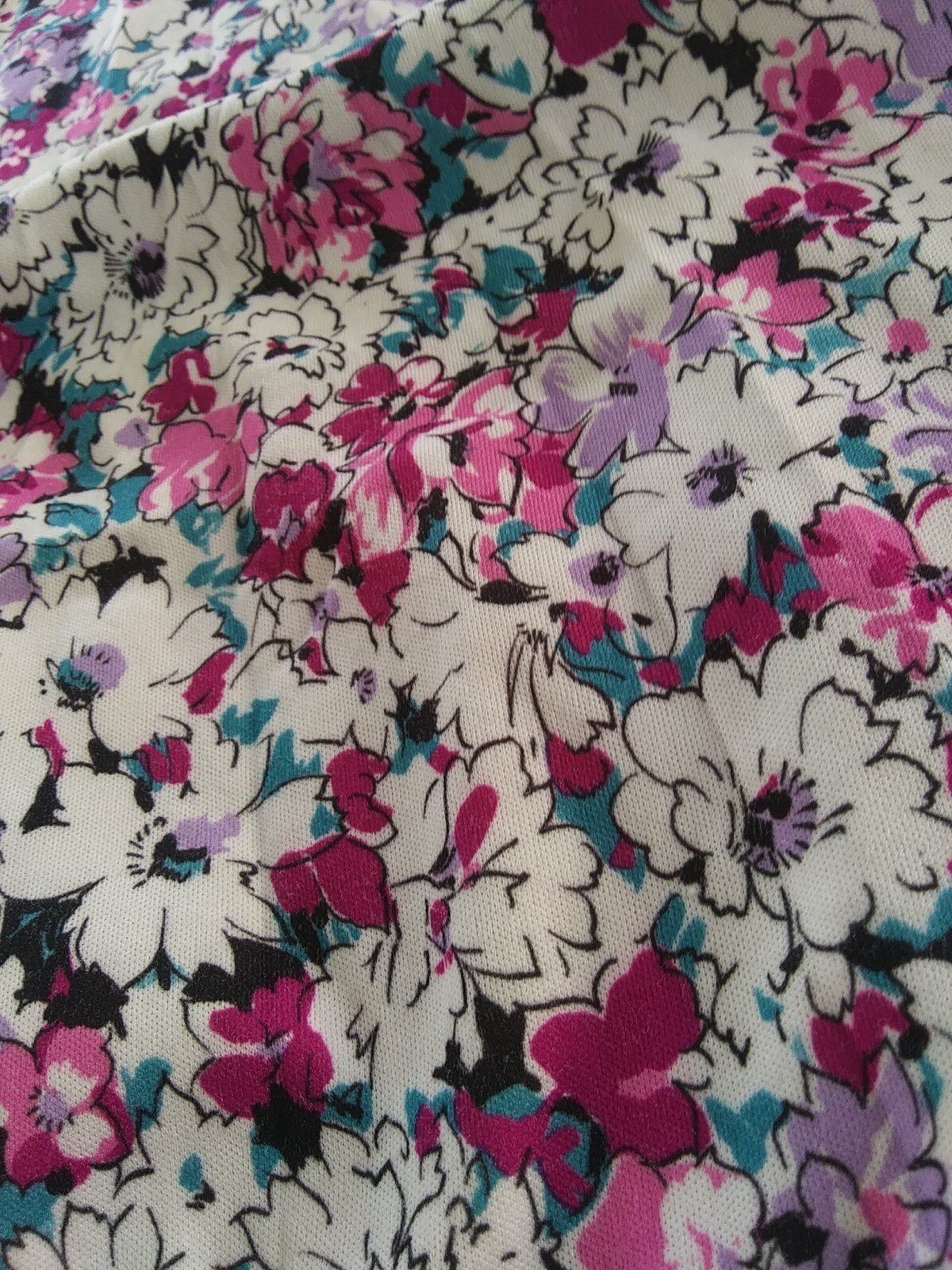 VTG 80s USA made Women Plus Size Top 24W 26W Purple Flowers Long Sleeve