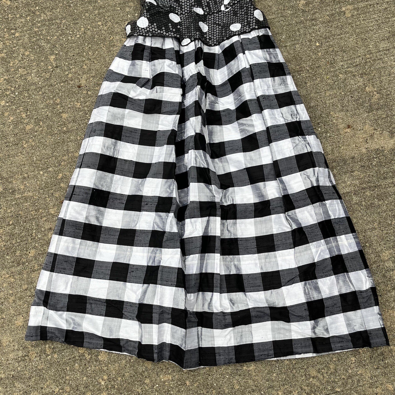 VTG NOS William Pearson Designer Saks Fifth Dress Black White Sequin Plaid Sz 14
