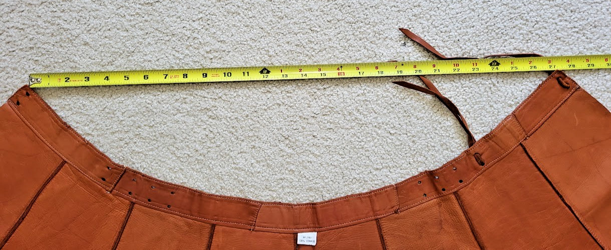 VTG. Handmade Natural Tanned Cow Hide Leather BOHO/Western/Cowgirl Skirt Small