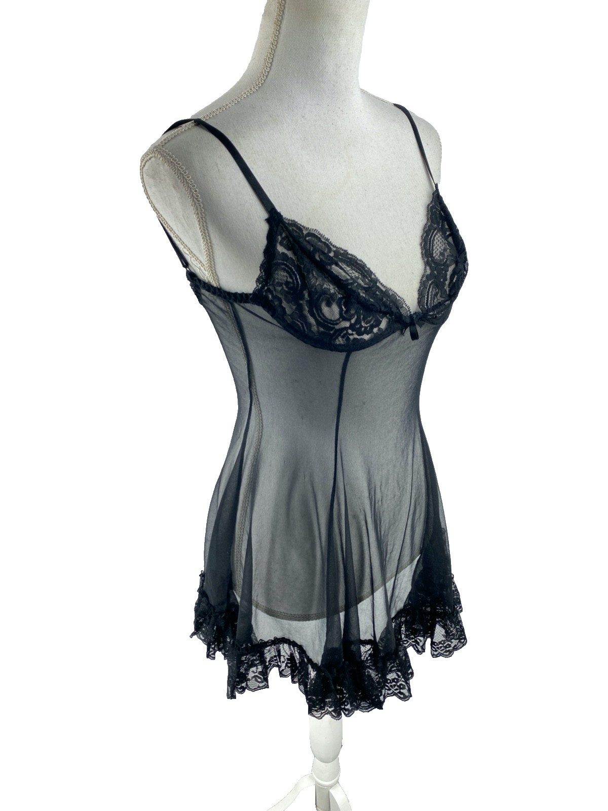Andrea Kristoff for Escante Vtg 80s Lingerie Size S Intimate Nighty Lace Sheer