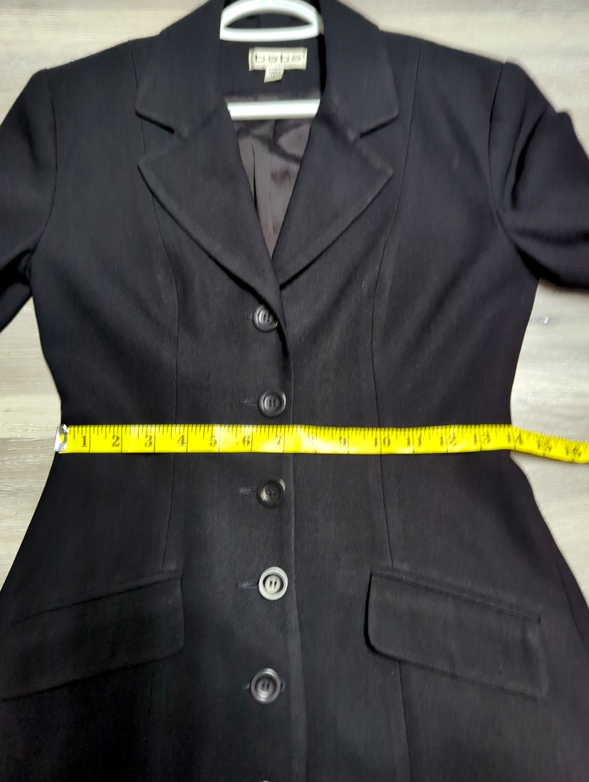 Vintage Bebe Black Crepe Coat Dress Size 4 Professional 90s Y2K Corpcore