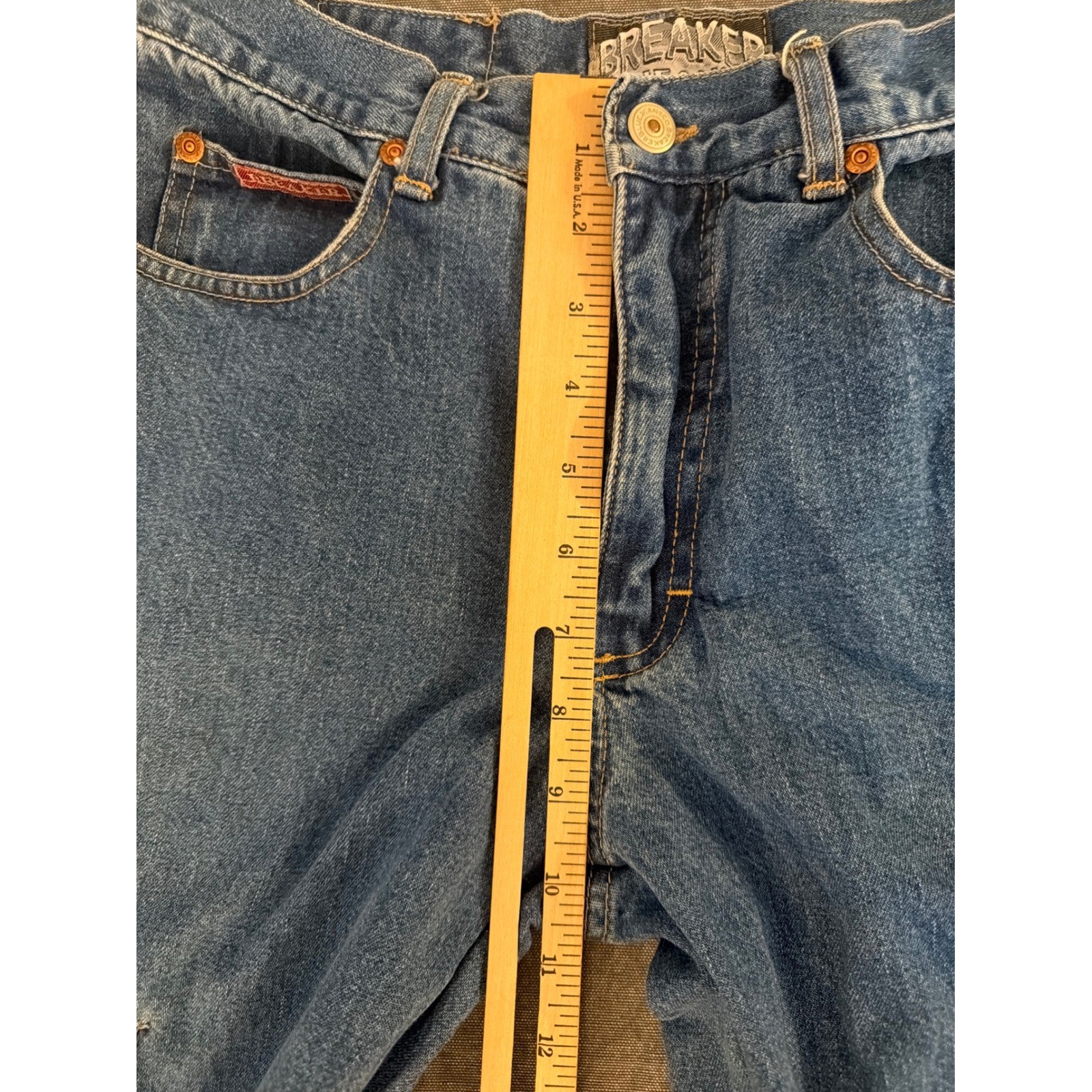 Vintage Breaker Jeans Womens 5/6 Medium Wash High Rise Cargo Flare Wide Leg 90s