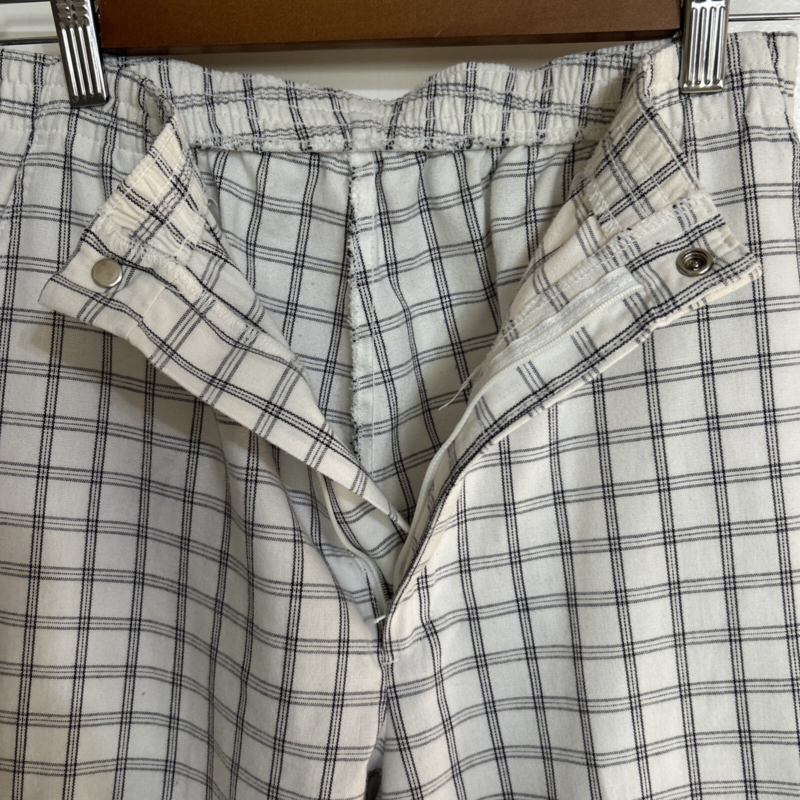 Vtg Lord Isaacs Sport Pants Small Cream Plaid Print Button Grandmacore Golf
