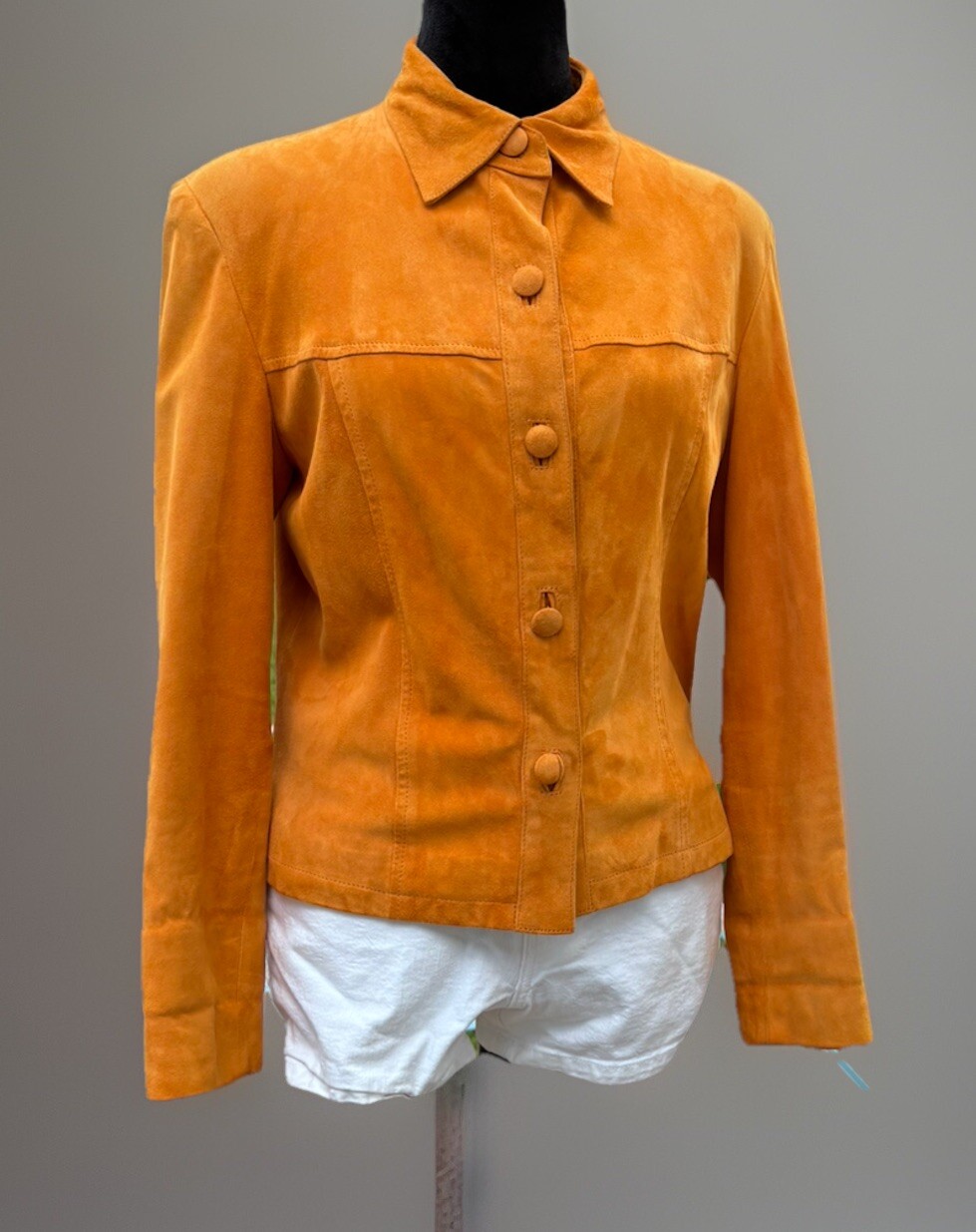 1960s Beautiful European SOFT SUEDE Tangerine Color Jacket.size 44.S/M