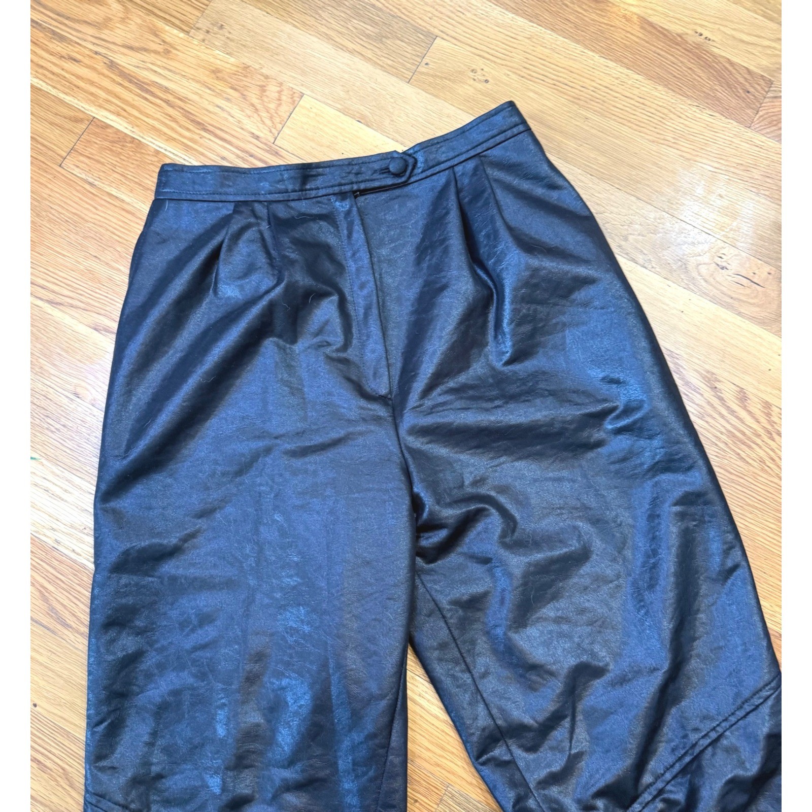 Jo Hardin Vintage Black Faux Leather High Waisted Pants Made in USA Size 6