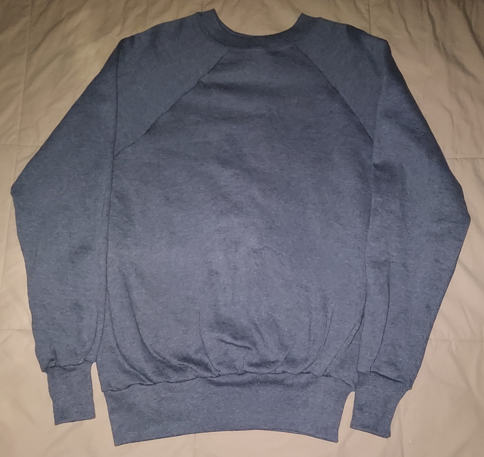 VTG ICU GRAY BLANK RAGLAN PULLOVER SWEATSHIRT WOMEN’S LARGE GYM CREW NECK 80s