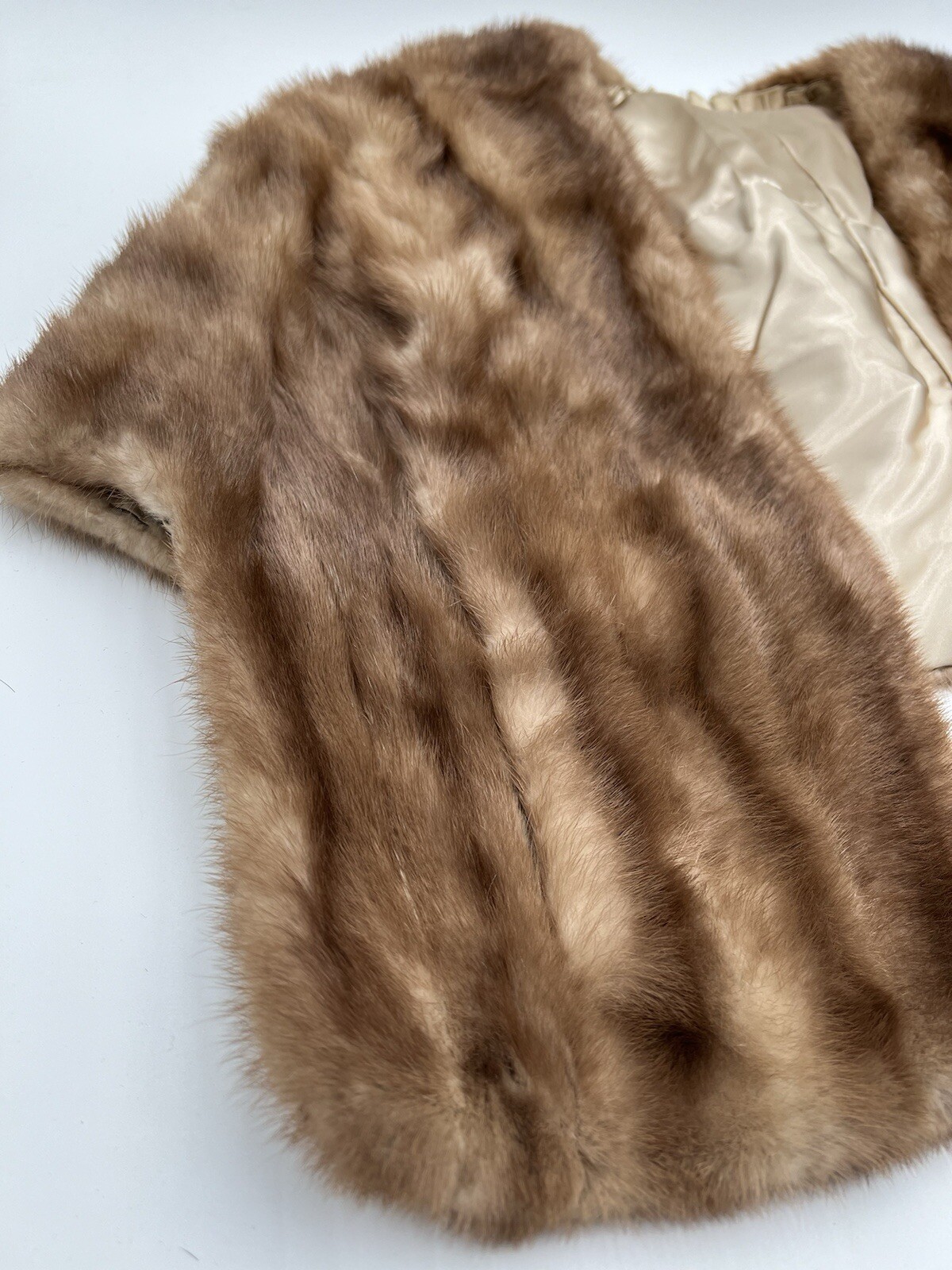 VTG Mink Fur Stole& Hat Shawl Collar Shoulder Wrap Brown O/S 60s 50s