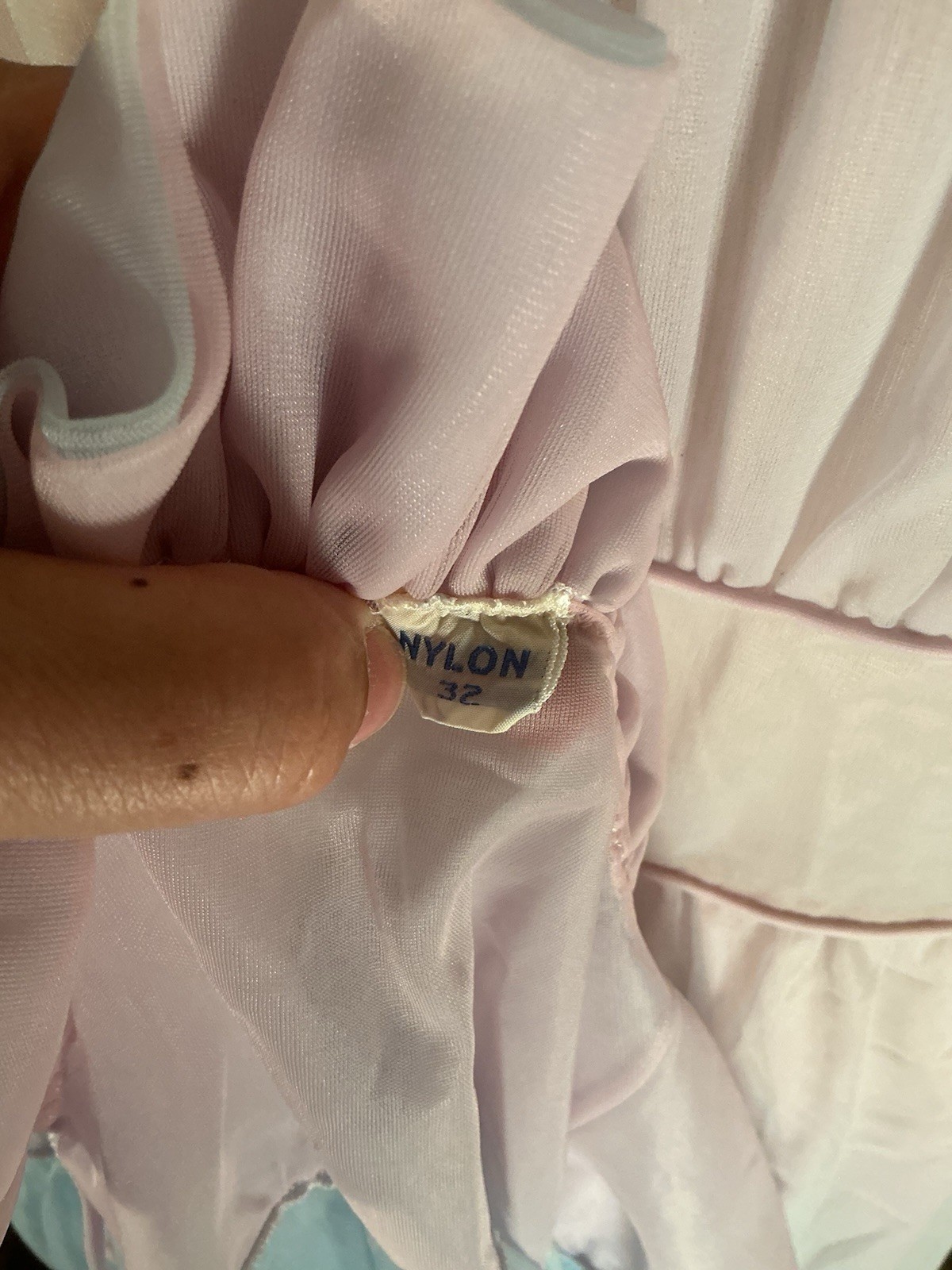 Vintage 60s Pink and Blue Sheer Peignoir Lingerie Robe Gown Set Sz 32