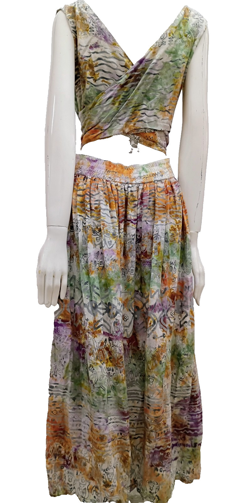 1990s Punk Girls Sundress Batik Grunge Rayon Dress vtg 90s GLOBETROTTER M