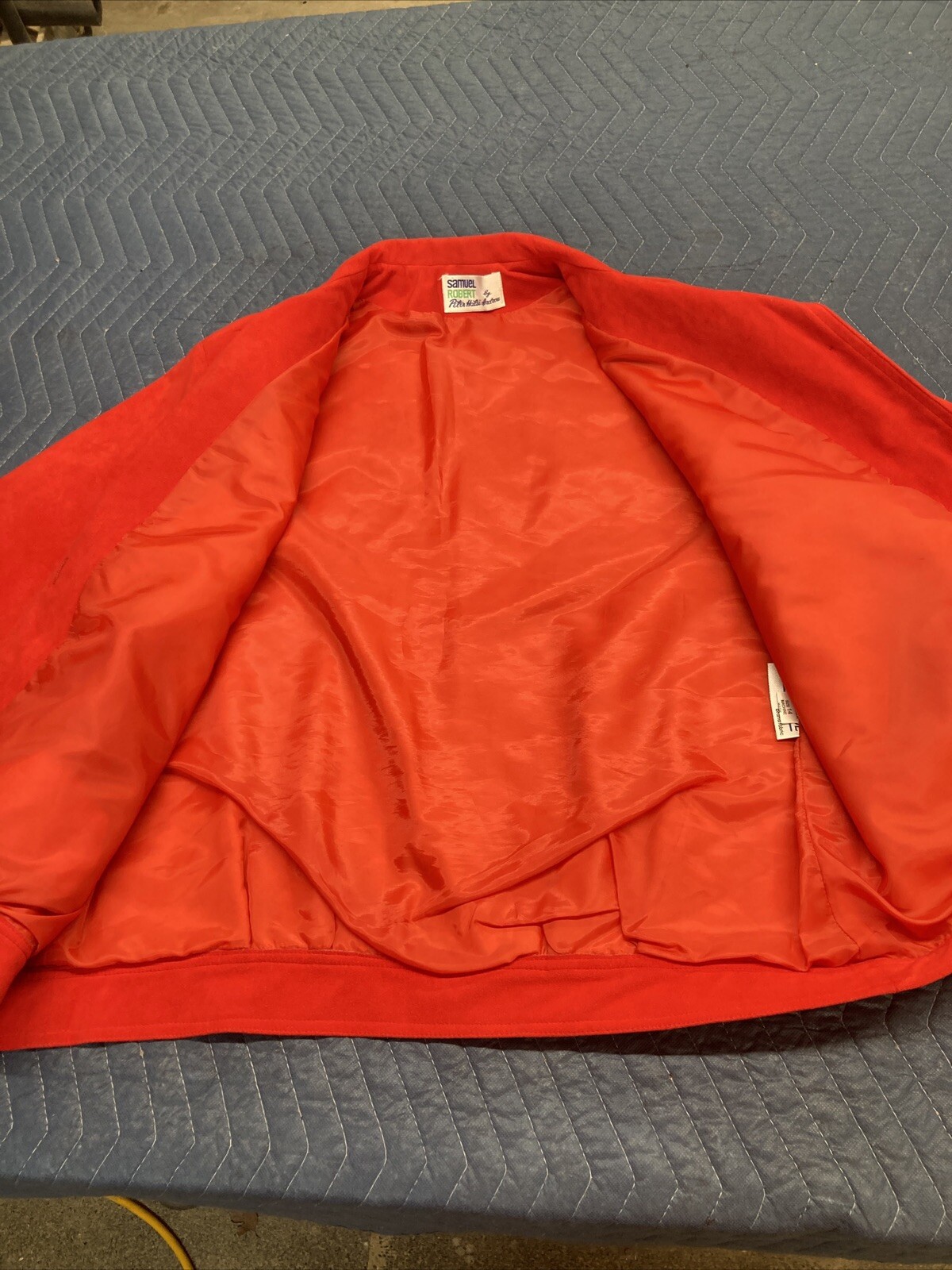 Vtg Samuel Robert by Peter Hatsi Androu Ultra Suede 14 Jacket Red Quilted Bomber