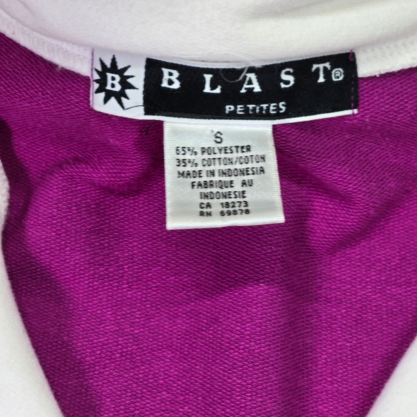 Blast Petites Vintage 90s Colorblock Quarter Zip Pullover Magenta White Small