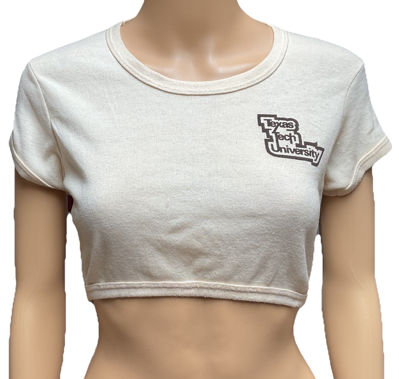 70s Collegiate Pacific Texas Tech Midriff T Shirt University Sports Fan Vintage