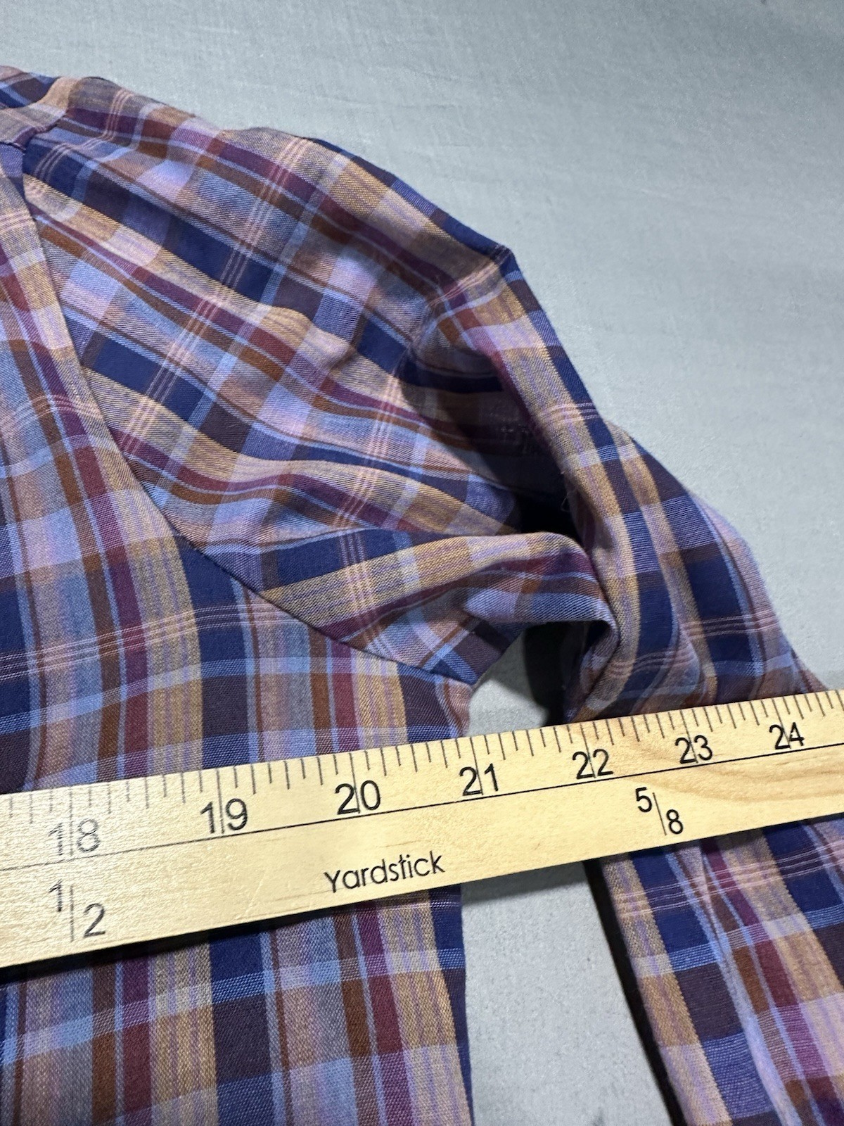 VTG 70s Sweetbriar Purple Plaid Button Up S/M Cottage Grandma