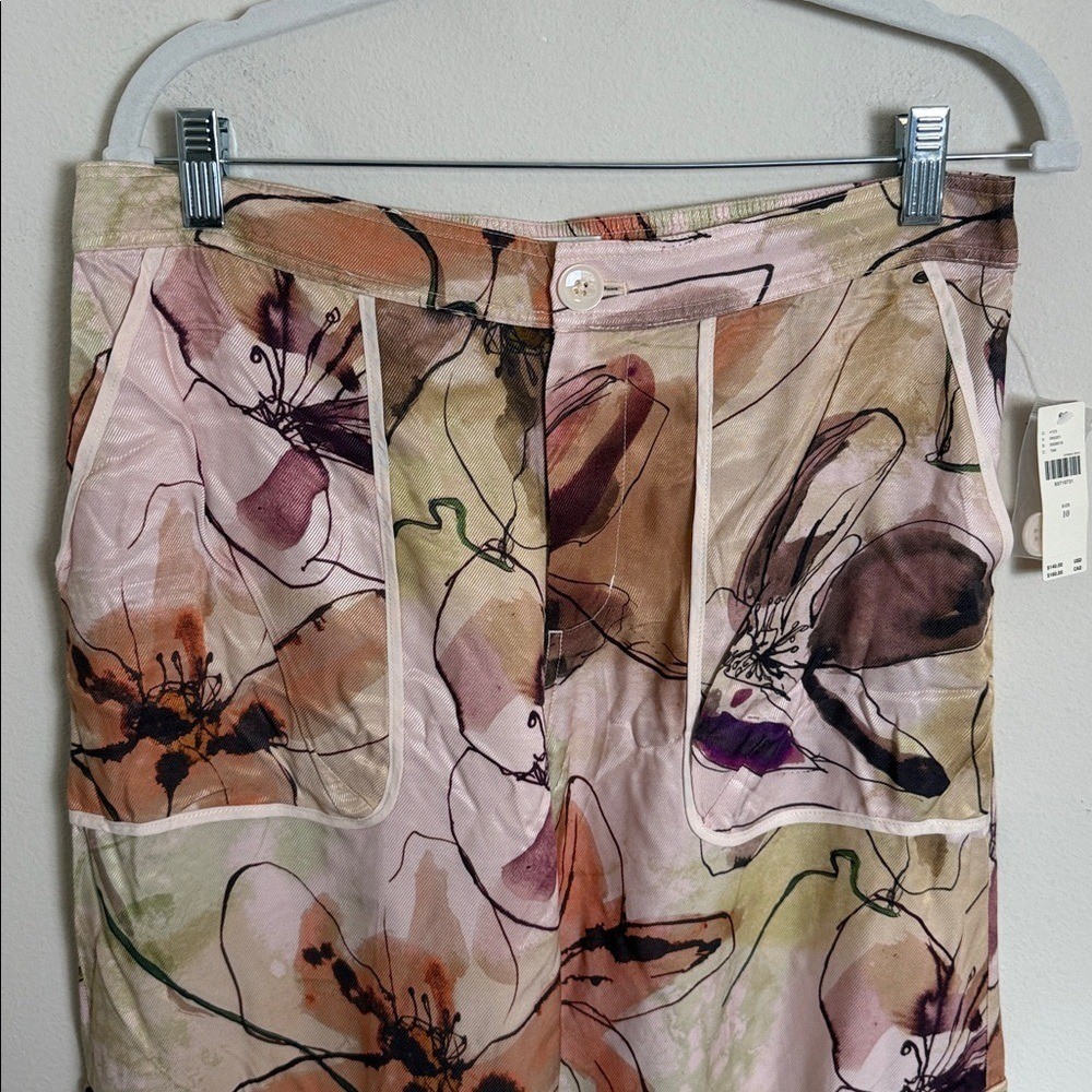 NWT By Anthropologie Palazzo Utility Cargo Pants Floral Size 10 Summer Vacay