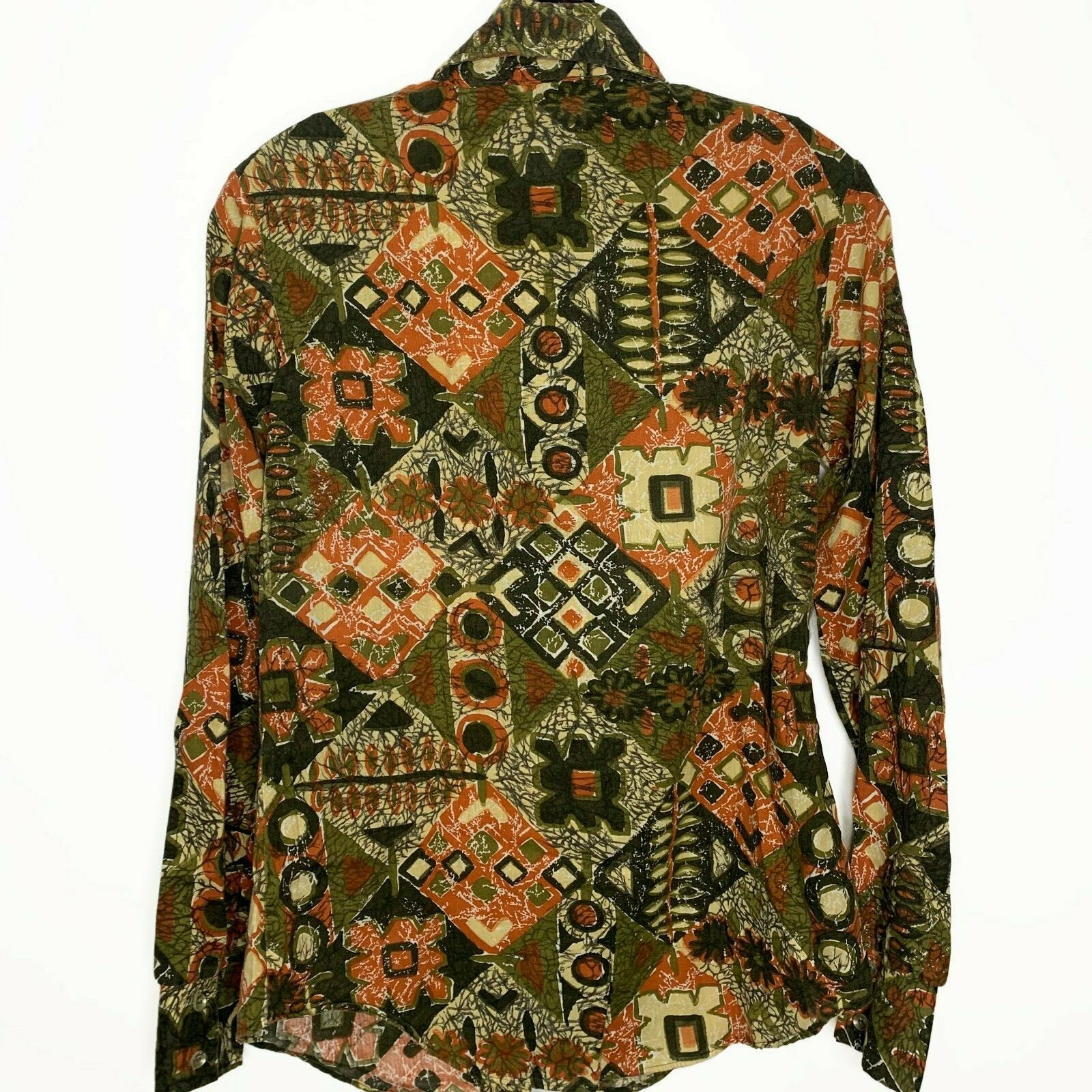 VTG 70s Lady Arrow Top Shirt Sz Medium Button Up, Long Sleeve, Geometric Designs