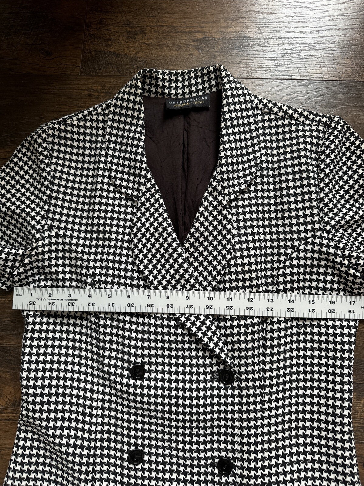 Vintage Houndstooth “Coat Dress” Double Breasted Lined Metropolitan New York A6