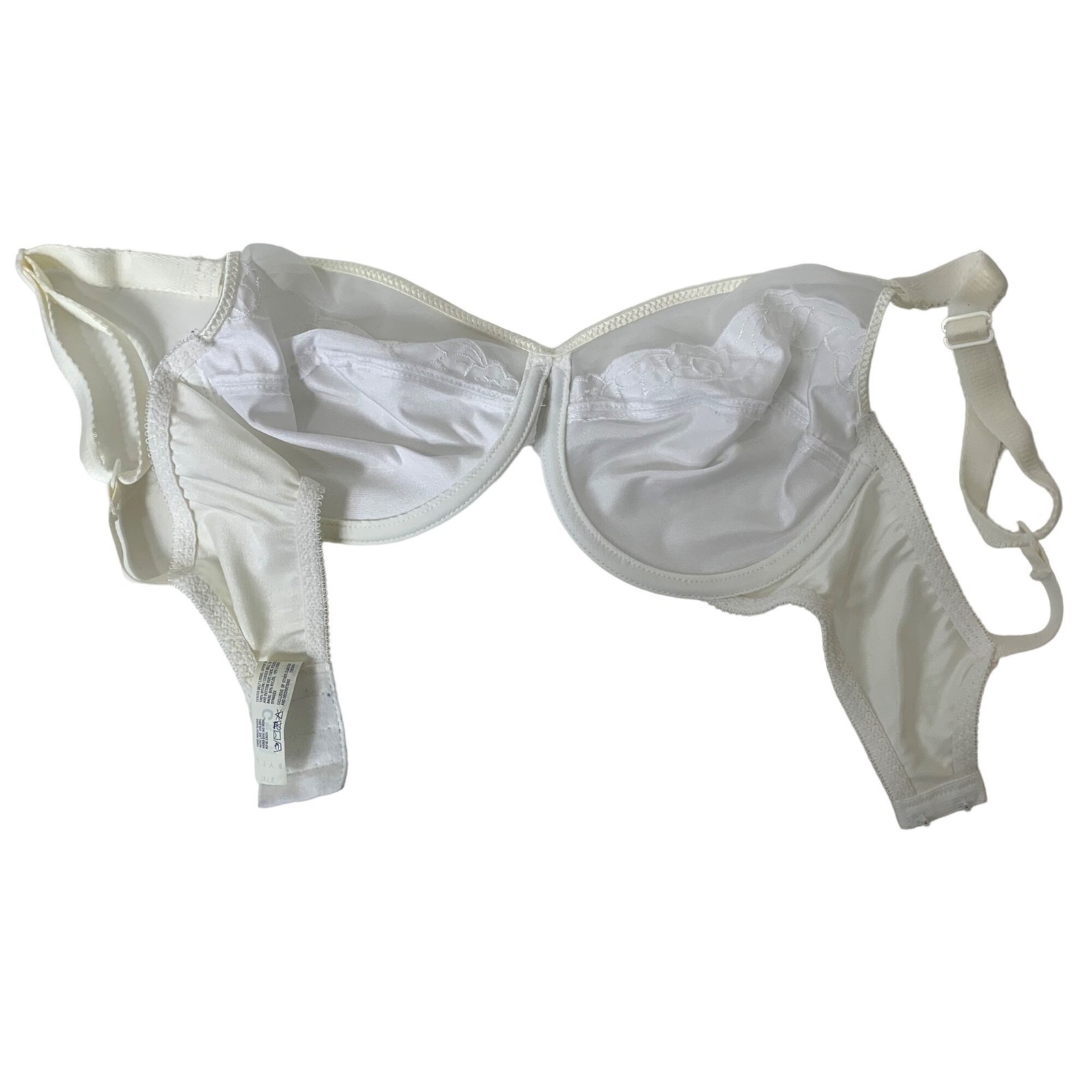 VTG 80s Bali Bra 34C White Satin Lace Underwire Sheer Romantic Bridal