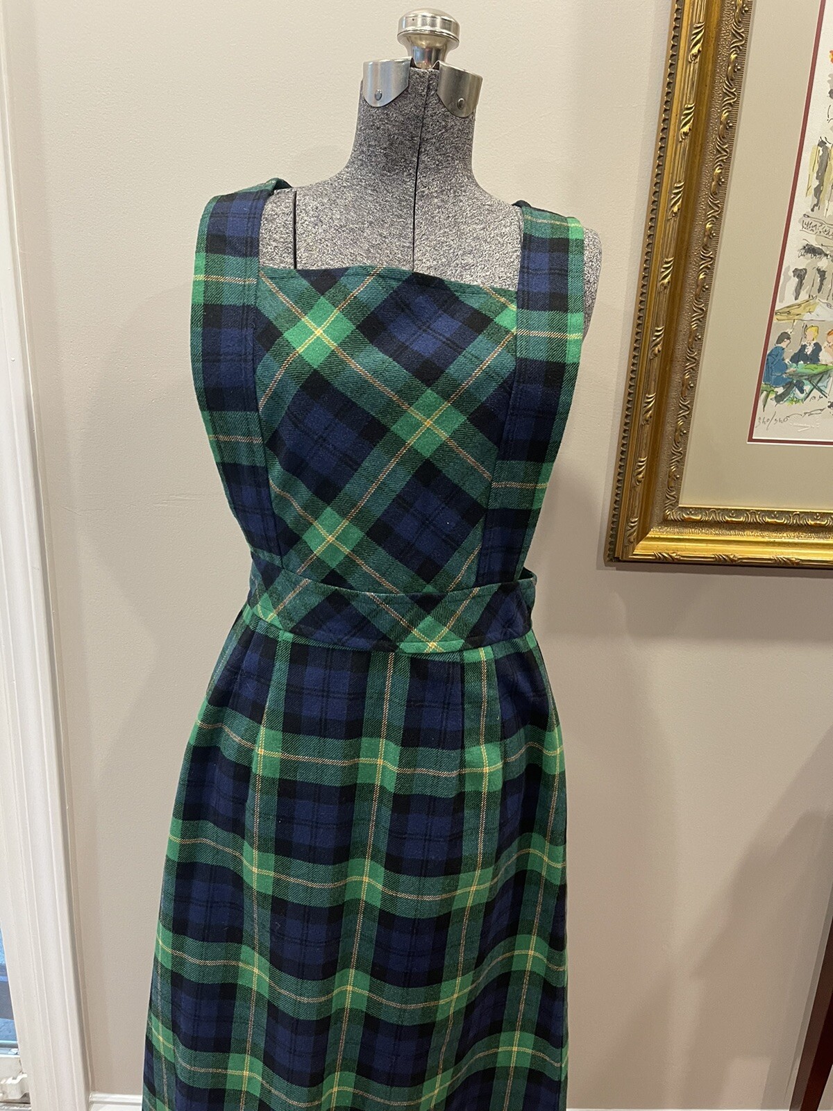 DonKenny 1970/80s Tartan Plaid Pinafore Jumper Jr 15/16-Maxi Dress- Winter/xmas