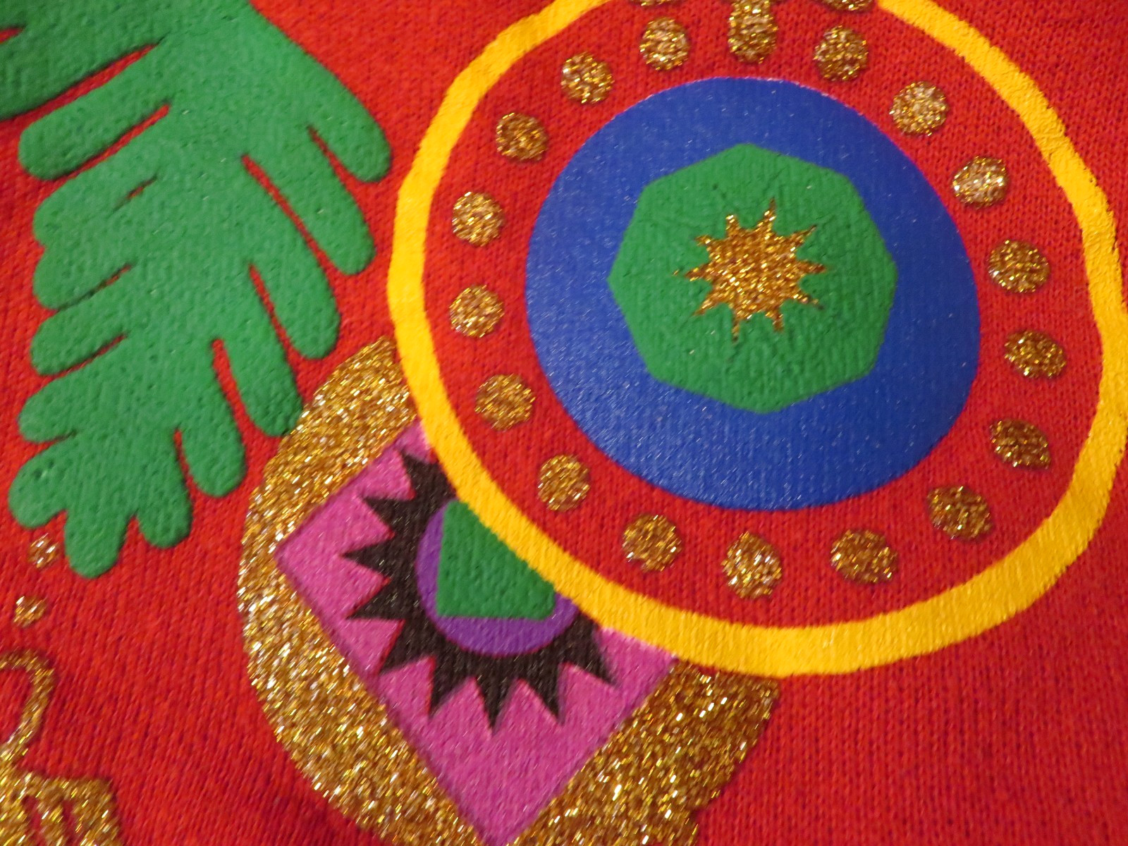 VTG MBC Christmas Ornament Holiday Glitter Colorful Sweatshirt Red USA Made Sz L