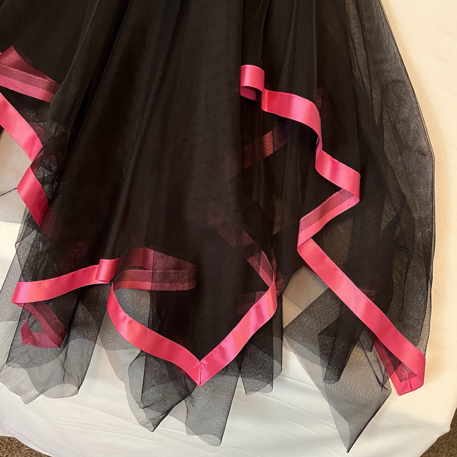Vtg Kiki Dress Women’s Large Black Pink Satin Fairy Whimsigoth Ruching Y2K USA