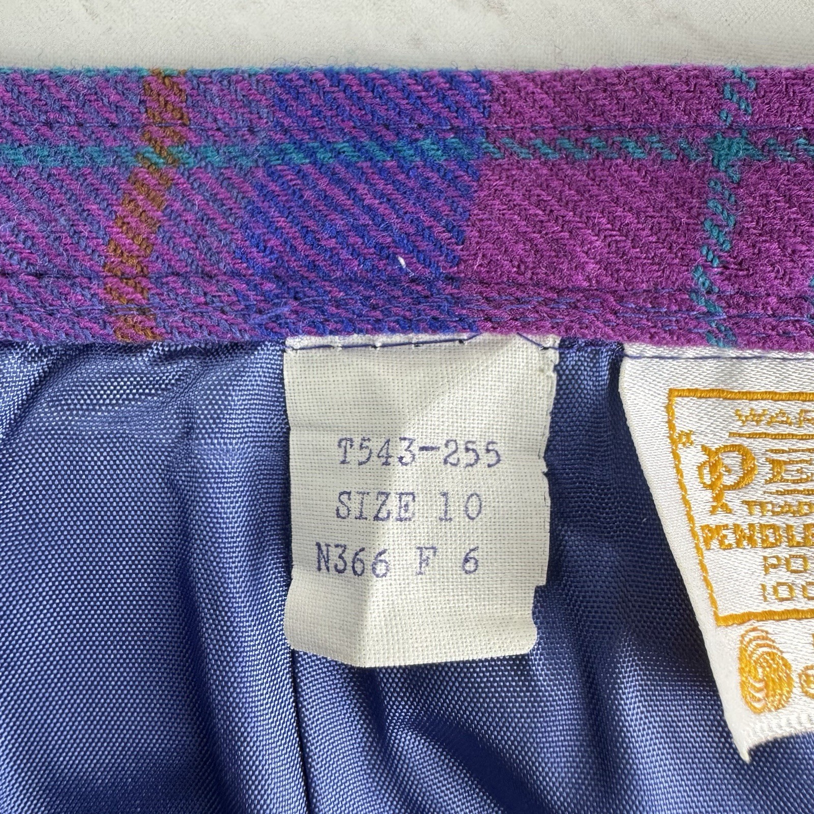 Vintage Pendleton Purple Plaid 100% Virgin Wool Made in USA Midi Skirt Size 10