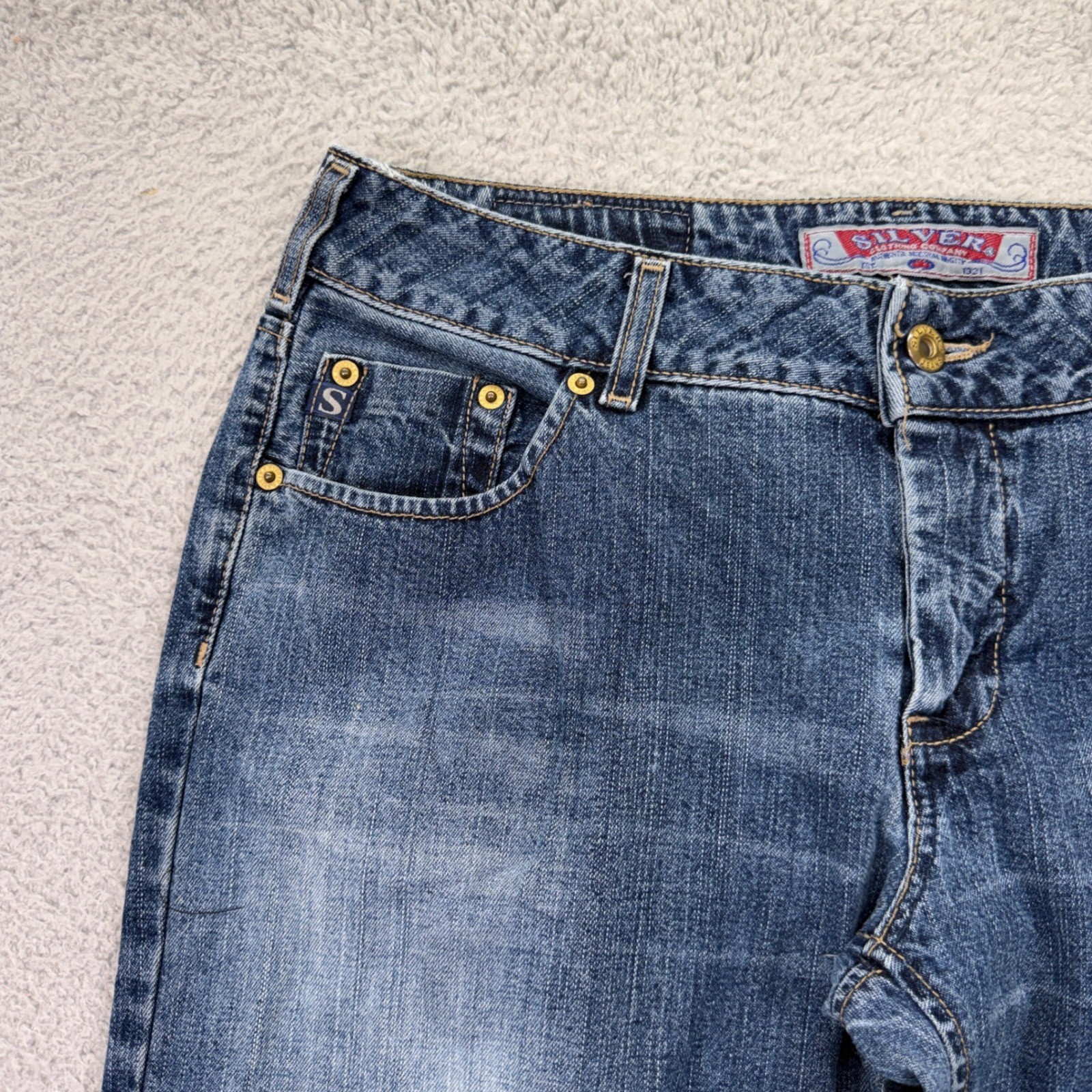 Vtg Silver Jeans Womens 33×32 Blue Flare Bootcut Dark Wash Denim Canada Made
