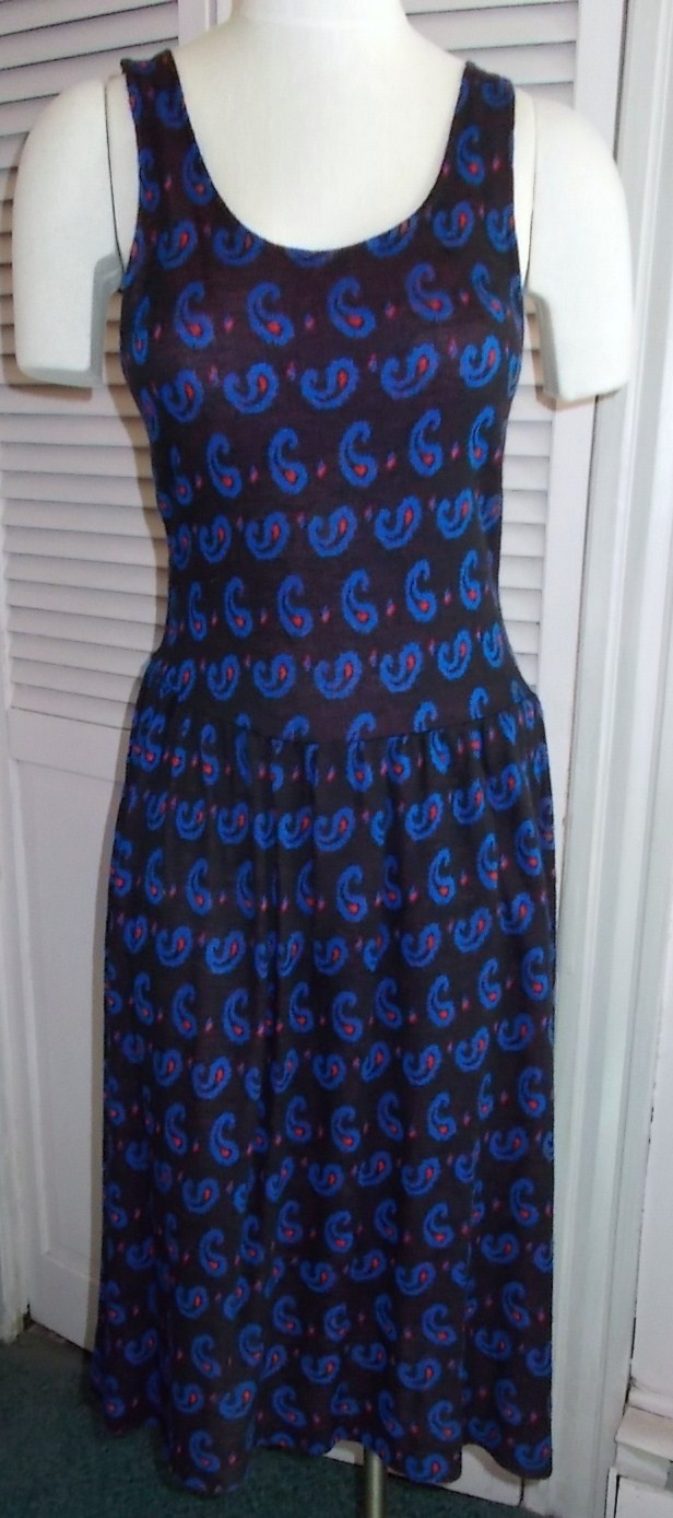 WE 3 LTD NEW YORK VINTAGE PAISLEY SLEEVELESS DROPPED WAIST DRESS JUMPER SIZE 9