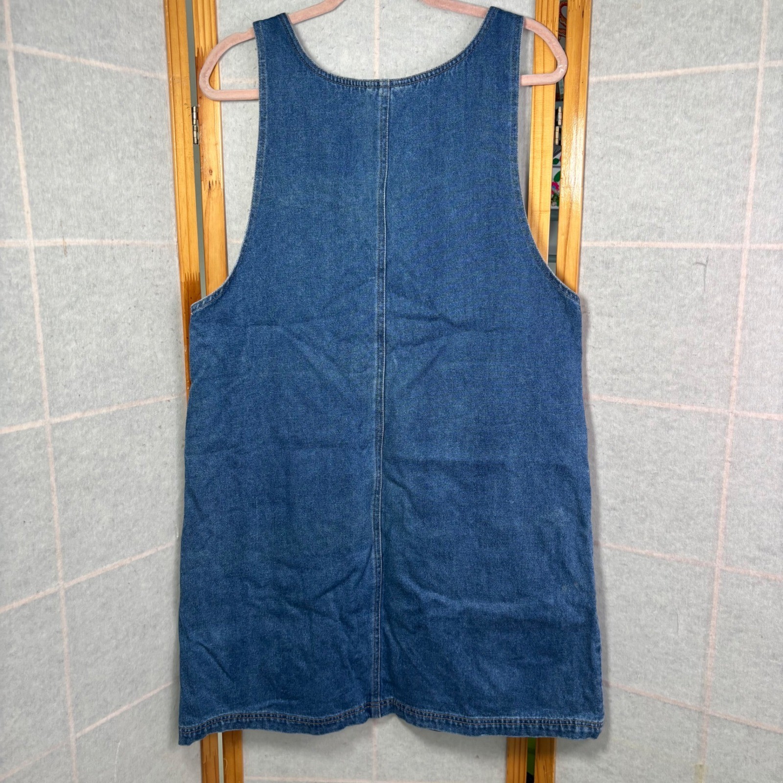 Haiks Vintage Blue Denim Hand Painted Cabin Deer Jumper Dress Womens Large Woods