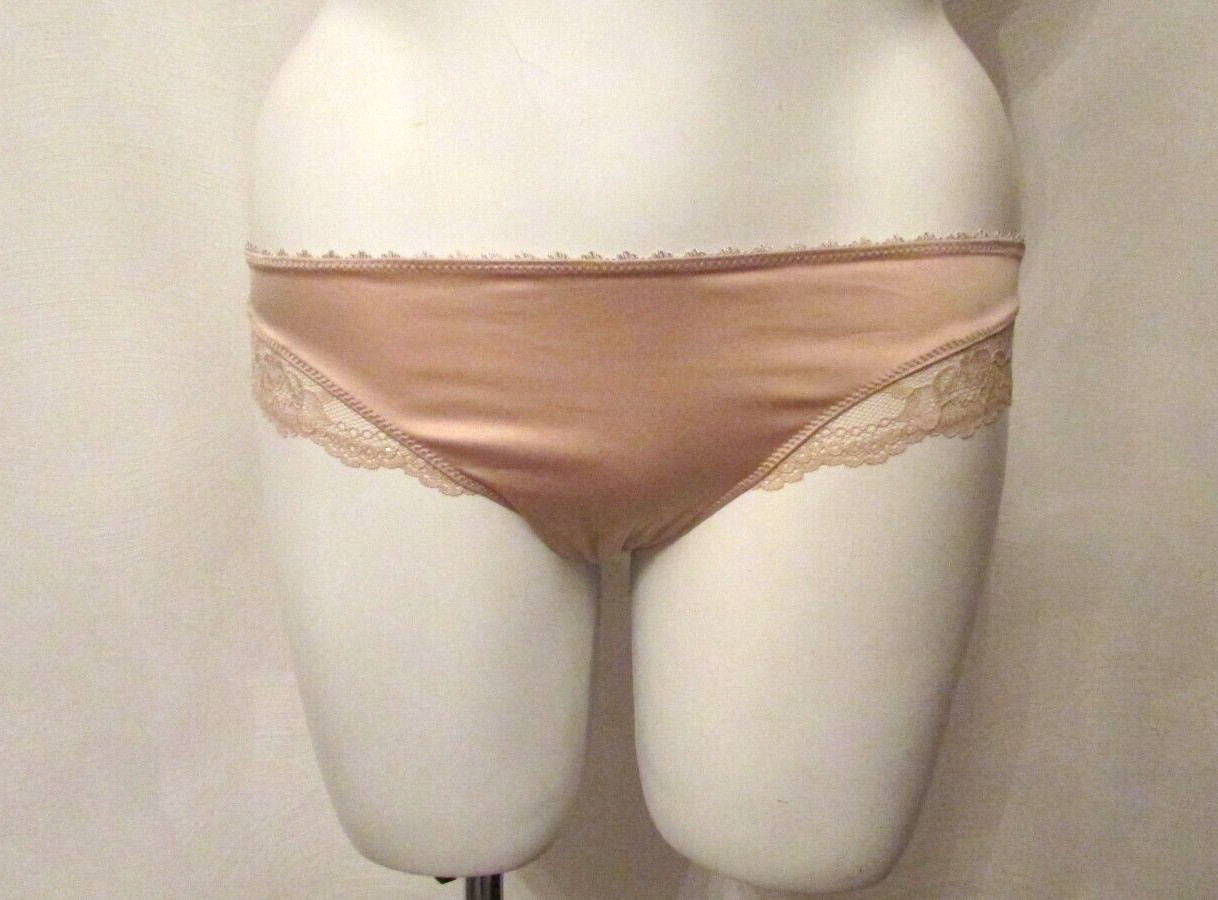 Gilligan & O’Malley Second Skin Satin Sheer Mesh Lace Accent Bikini Panties L